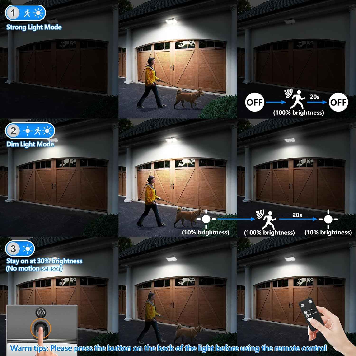 4000LM Solar Flood Lights Outdoor - 4-Pack Motion Sensor LED Security Lights with Remote, Waterproof Dusk to Dawn, 3 Modes, 16.4FT Cable for Yard