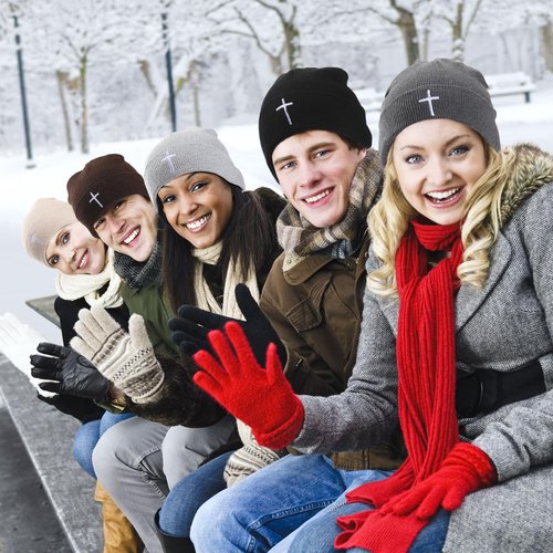 Coume Christian Cross Beanie Hats Homeless Donation Jesus Cuffed Skull Cap Warm Beanies for Men Women Church Winter Gifts(Classic Color,12pcs)
