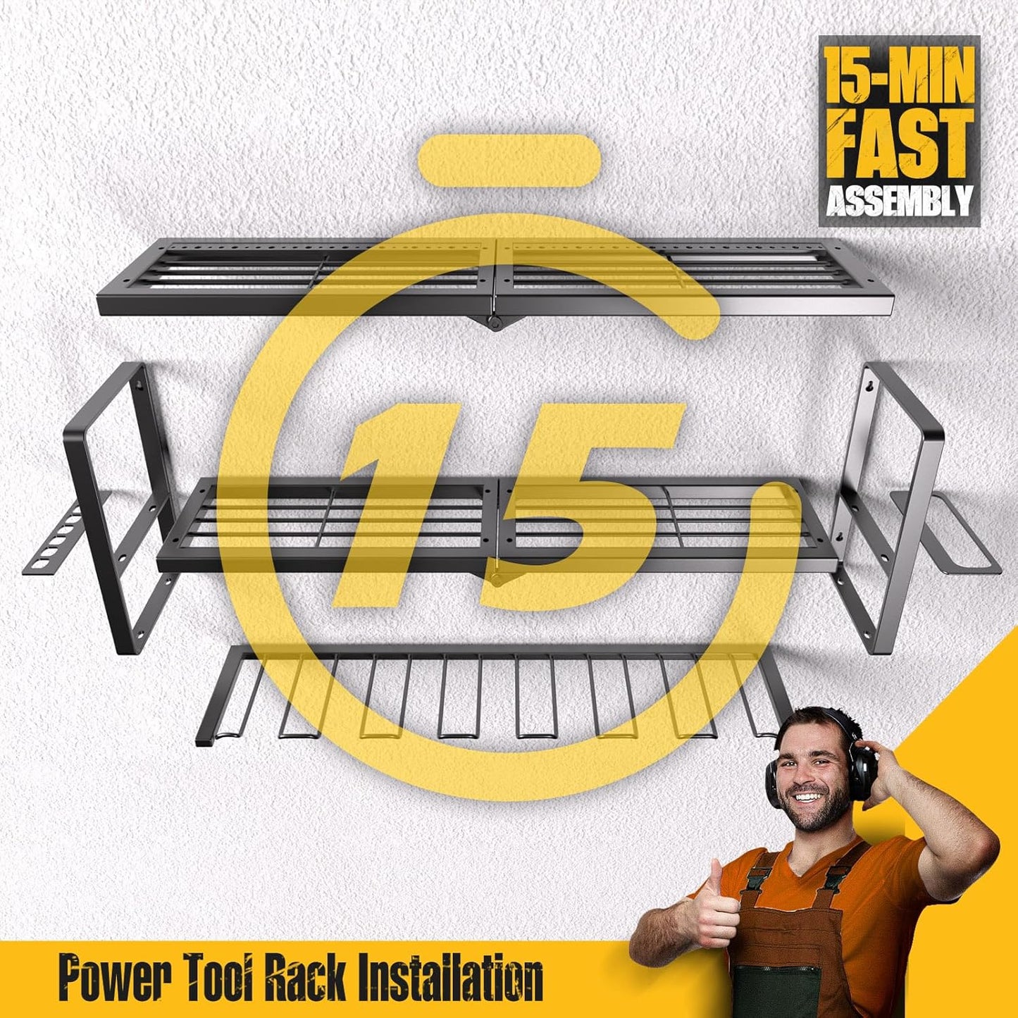 Heavy-Duty Power Tool Organizer with Charging Station | Wall-Mount Drill Holder & Storage Rack for Garage