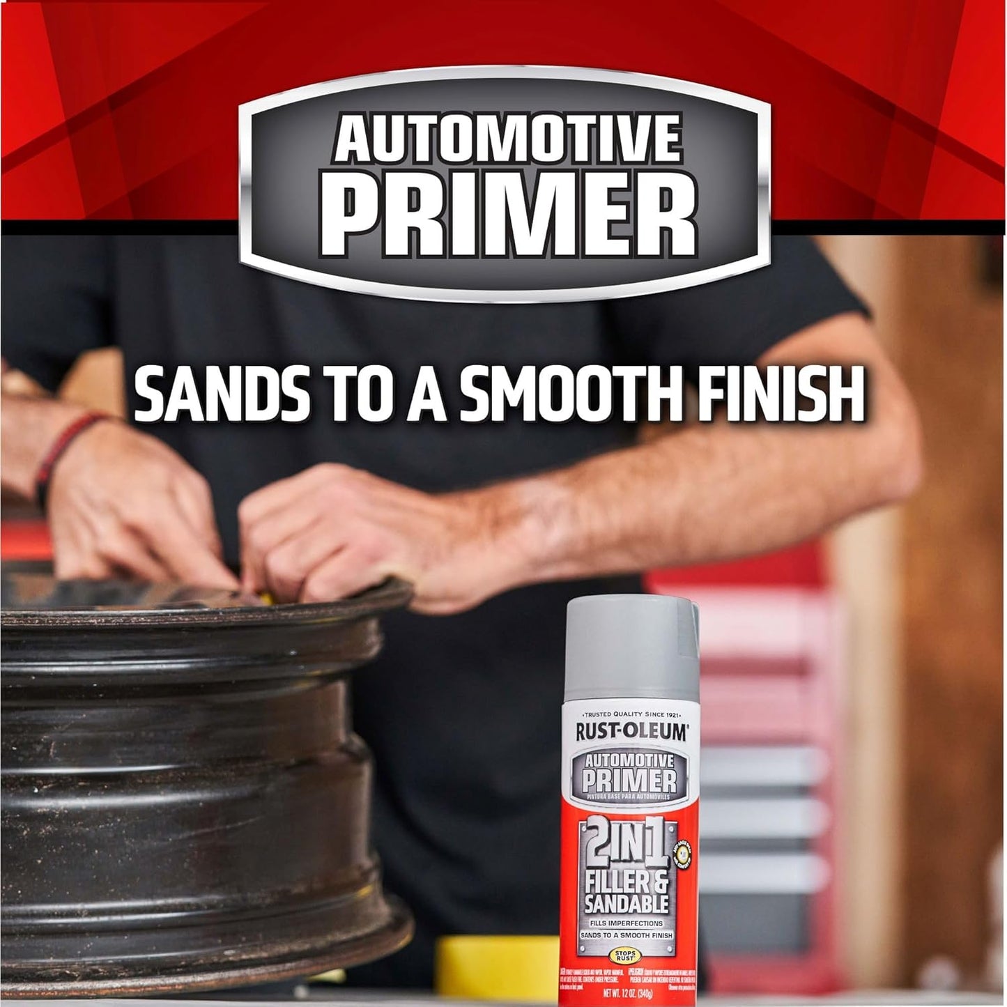 Rust-Oleum 2-in-1 Filler & Sandable Primer Spray - Gray, 12 oz (Pack of 6)