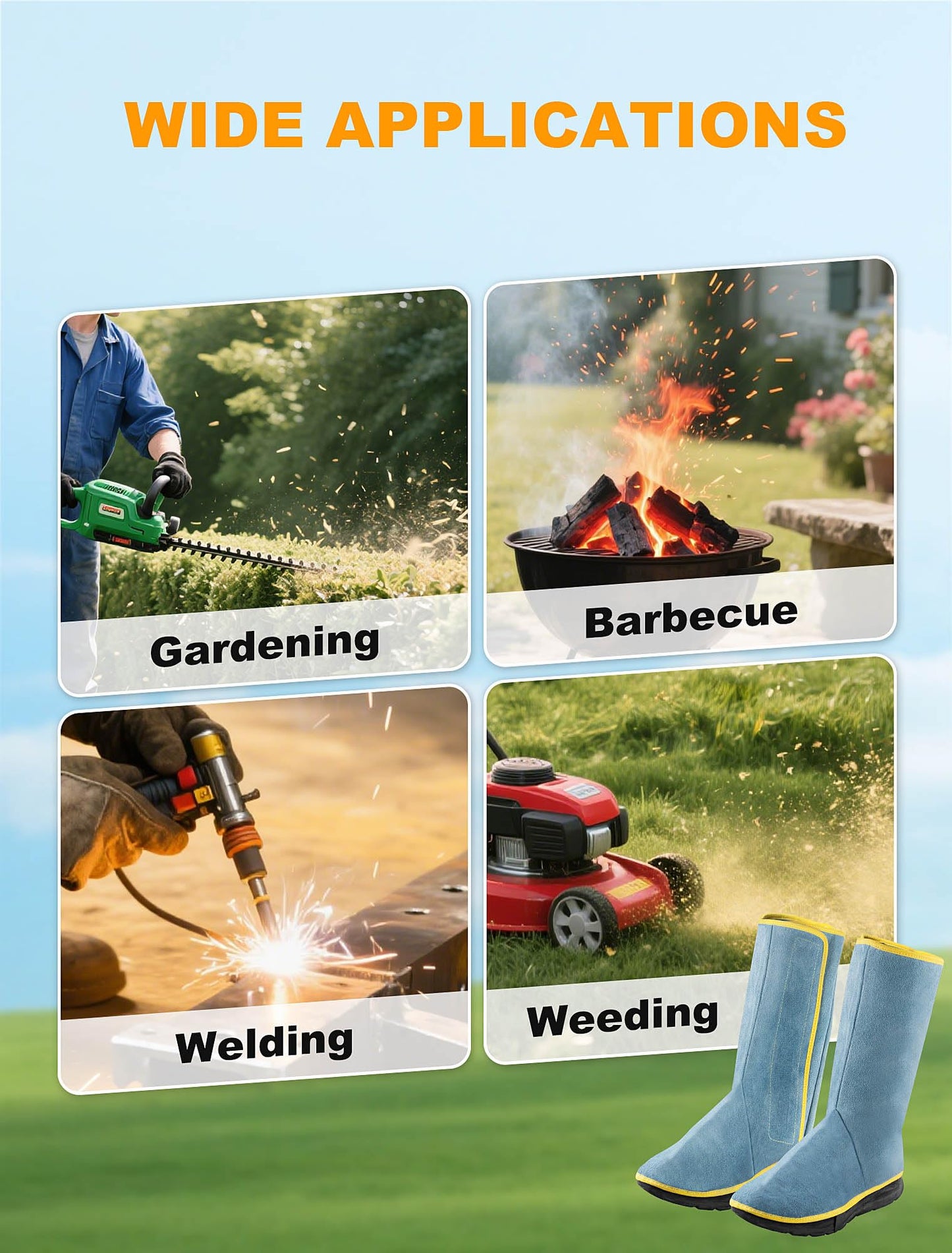 SARDVISA Leg Chaps with Shoes Cover, Weed Eater Shin Gaiters for Garden Weeding, Universal Mowing Protective Accessories Fits Men & Women for Lawn Care, Weeding & Trimming