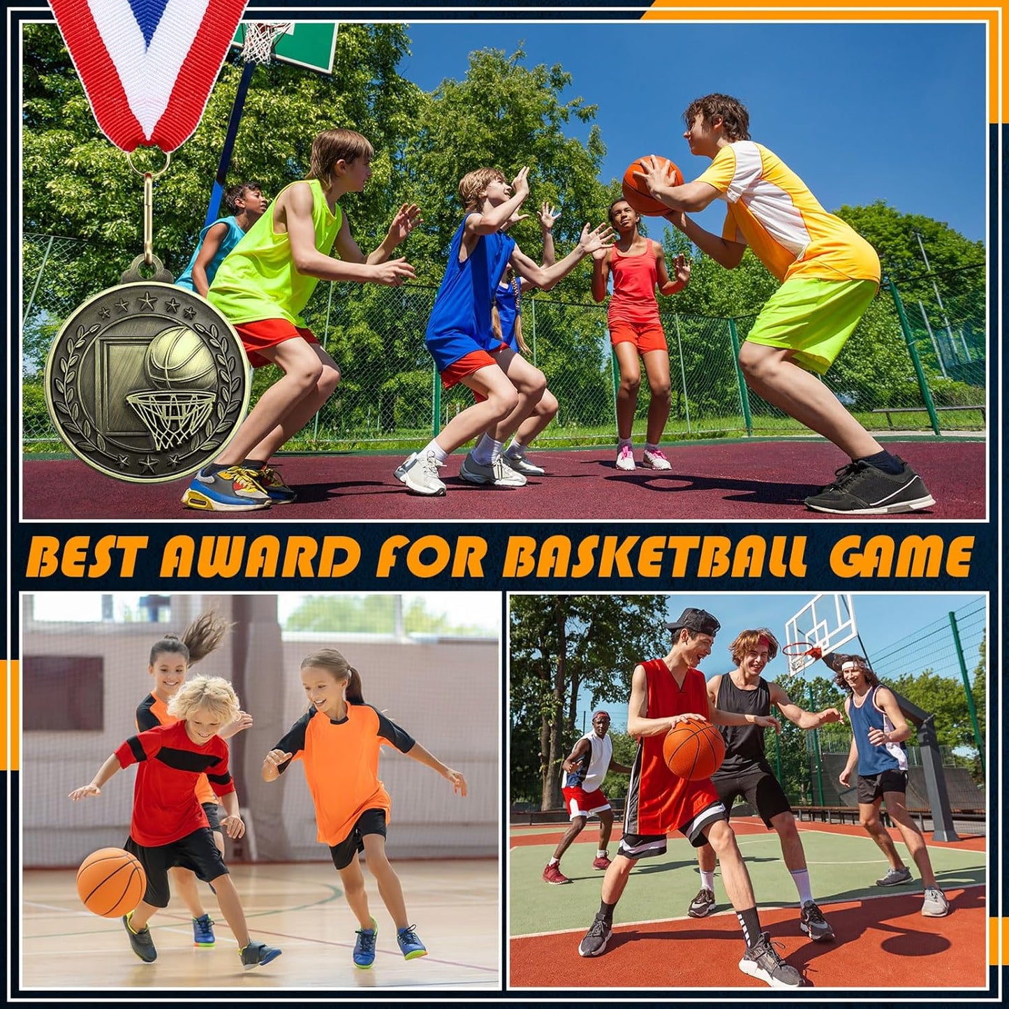 Misdary 12 Pack Medals - Team Participation Trophies with Neck Ribbons for Kids Sports Awards
