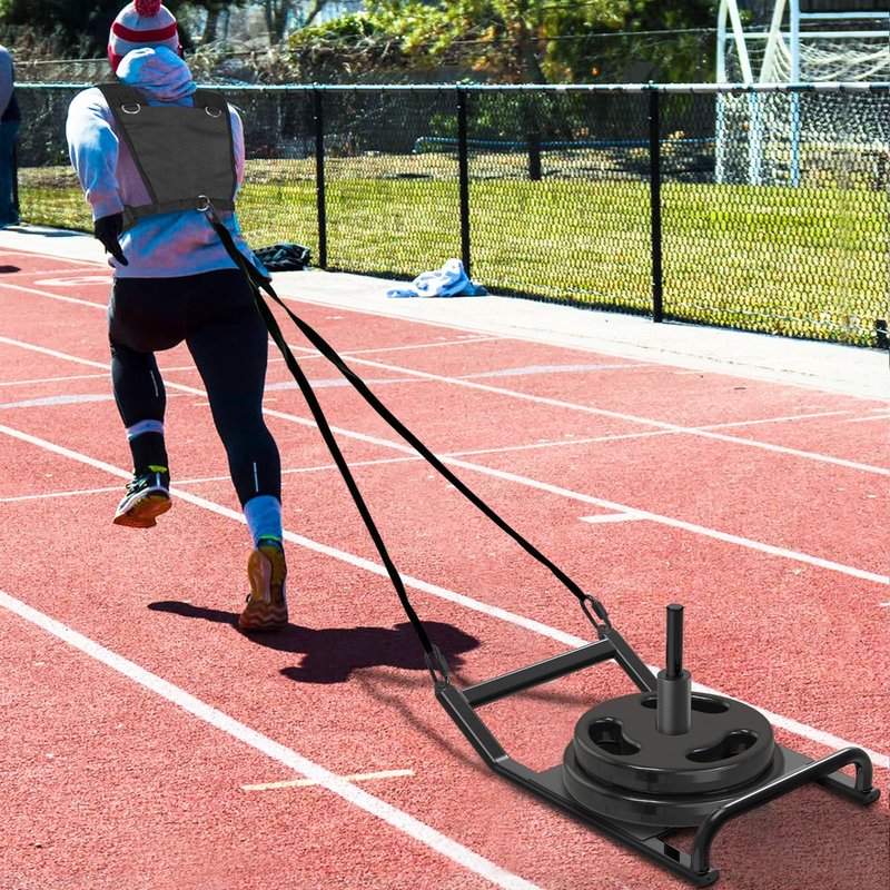 Dolibest Portable Weight Sled with Handle, Workout Sled for Fitness Strength Training and Speed Improvement, Innovative Design for Easy Obstacle Clearance, Suitable for 1-2" Weight Plates