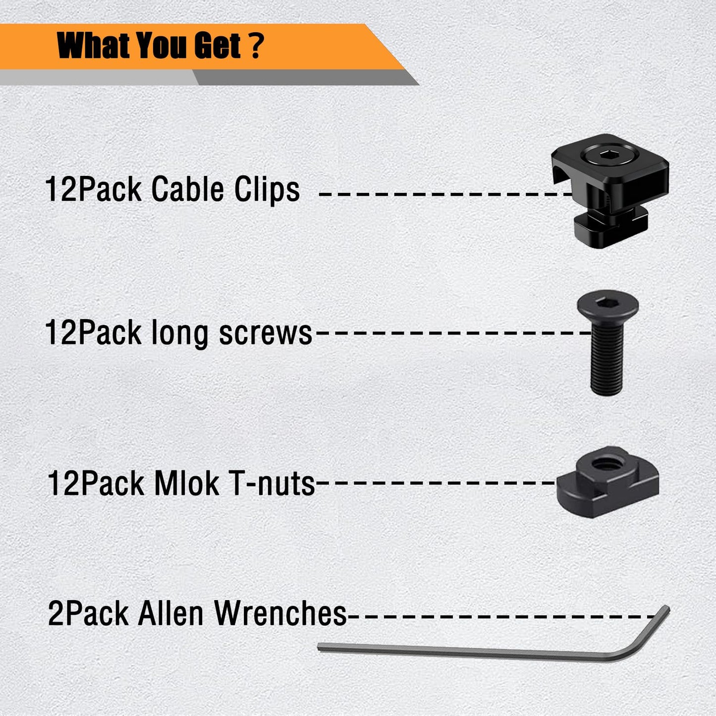 12 Pack M-Lok Cable Clips, Wire Management Clips for Picatinny Rail, Flashlight Pressure Switch Cable Holder Organizer for Rifle Accessories