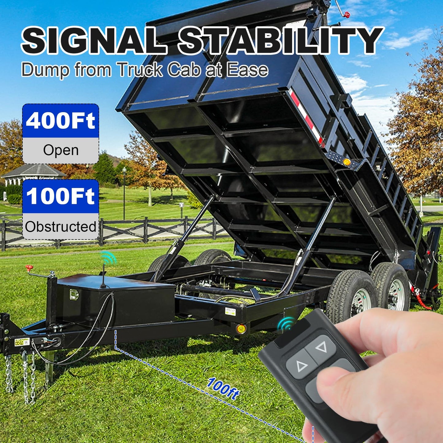 NeaLia Wireless Dump Trailer Remote Control Kit, Upgraded Dump Trailer Remote Controller 3-Wire/4-Wire, 12V Hydraulic Lift Winch Tilt Cordless Power Distribution Controller System for Hydraulic Pumps