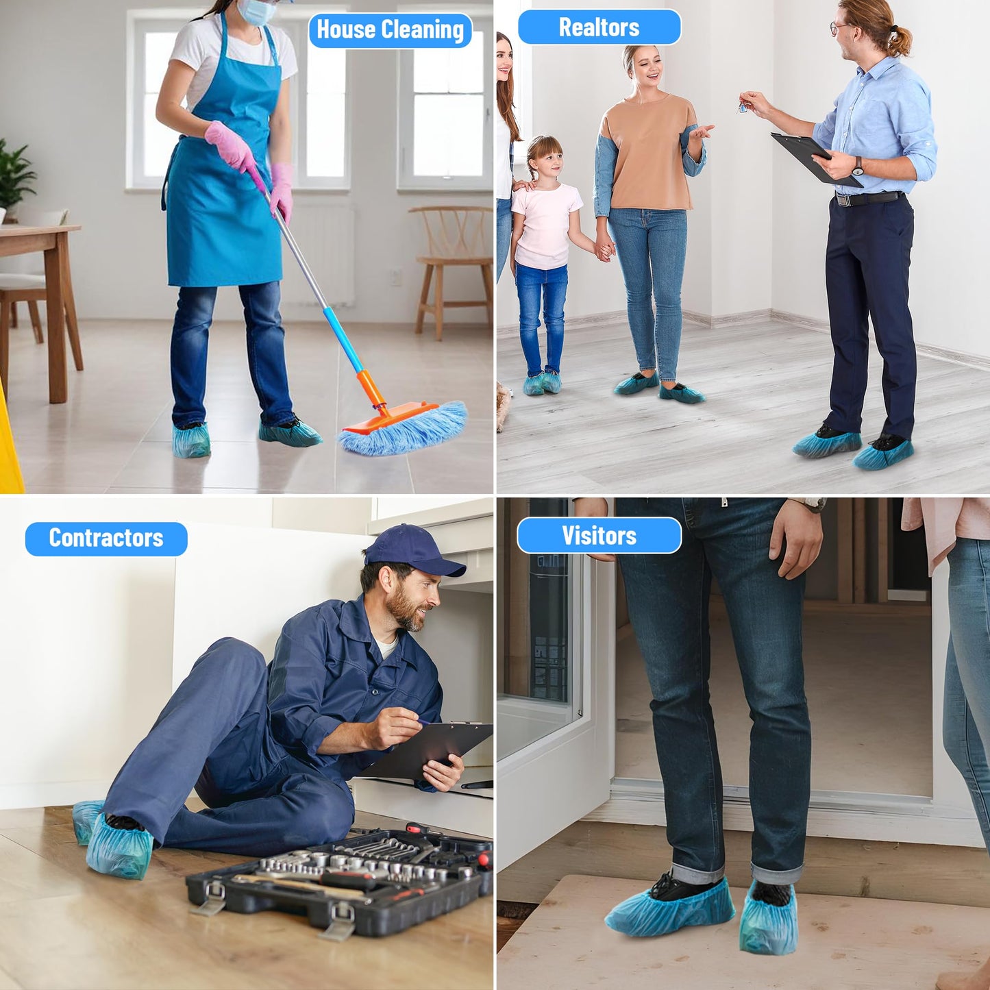 UML Brand Shoe Covers Disposable - 100 Pack - Booties for Shoes Covers - Indoor Waterproof Shoe Booties Disposable Non Slip - Fits Up To Size 11 US Men and 13 US Women