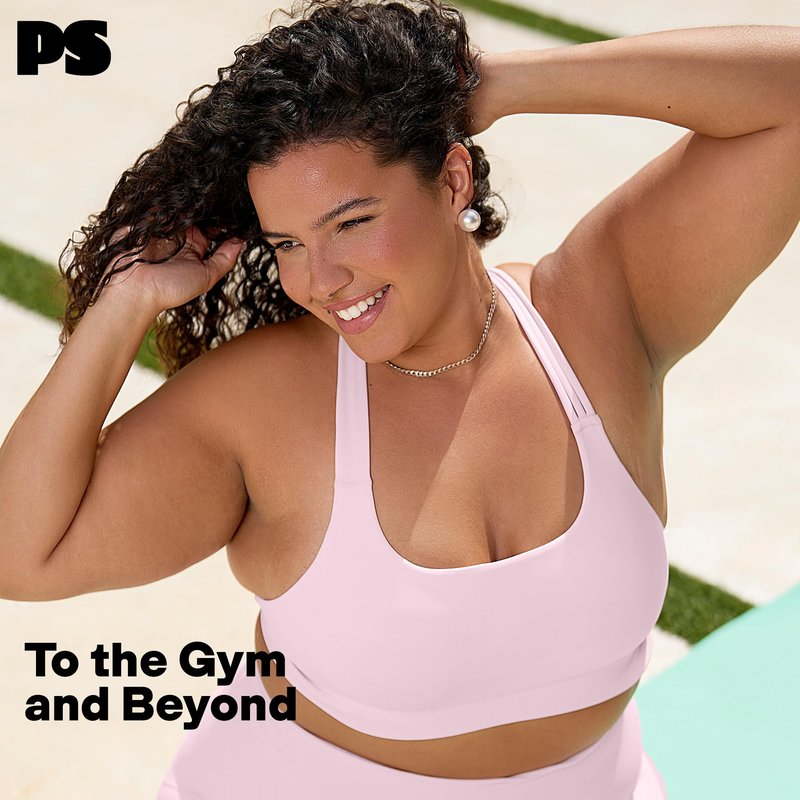 POPSUGAR Sports Bra for Women, Criss-Cross Back Padded Strappy Yoga Bra Workout Tops with Medium Support and Removable Cups Blossom, Medium