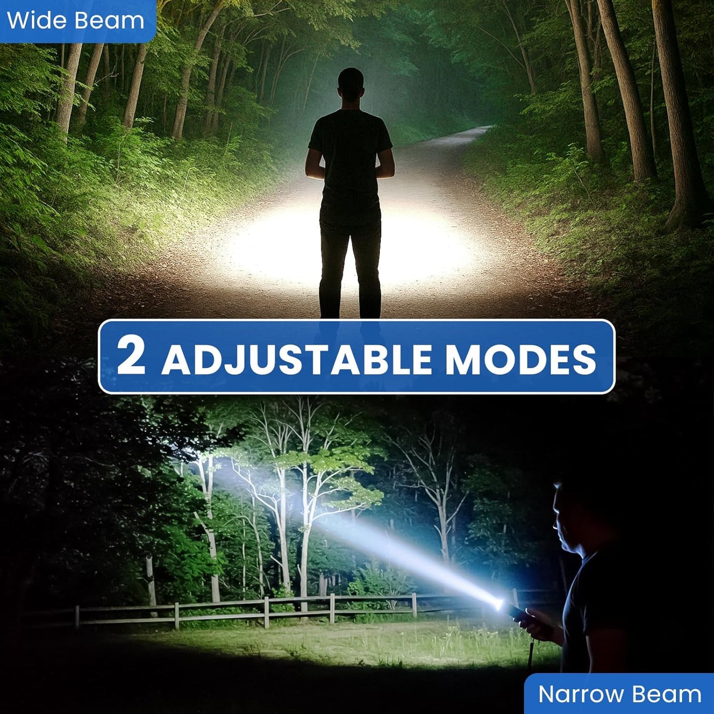 Super Bright Rechargeable LED Flashlights 90,000 Lumens - 2 Pack, 5 Modes for Camping, Hiking & Home Use