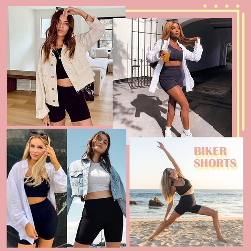 FULLSOFT Biker Shorts for Women - 4 Pack with Pockets & Tummy Control | 5" High Waisted Yoga & Gym Shorts