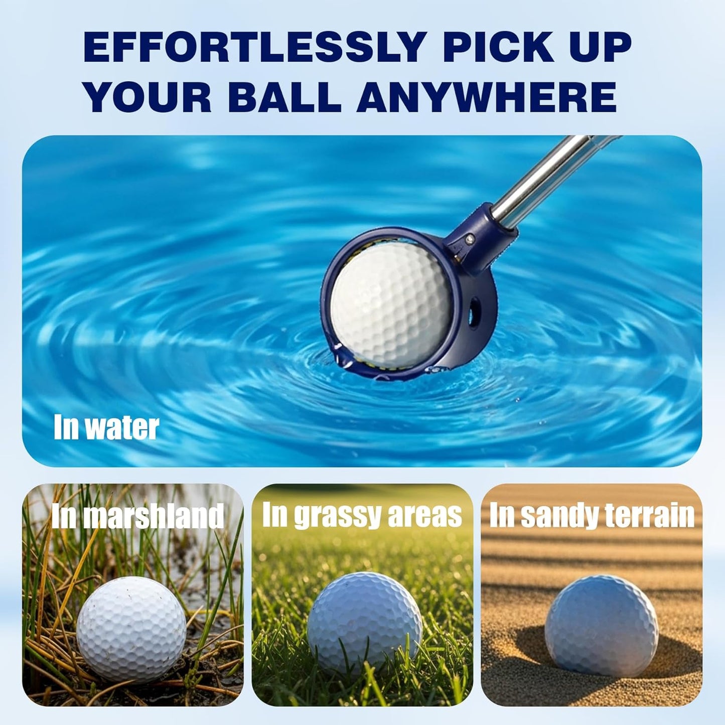 Skiennix Golf Ball Retriever - Telescopic Design for Easy Water Retrieval | Stainless Steel Shaft & Non-Slip Grip