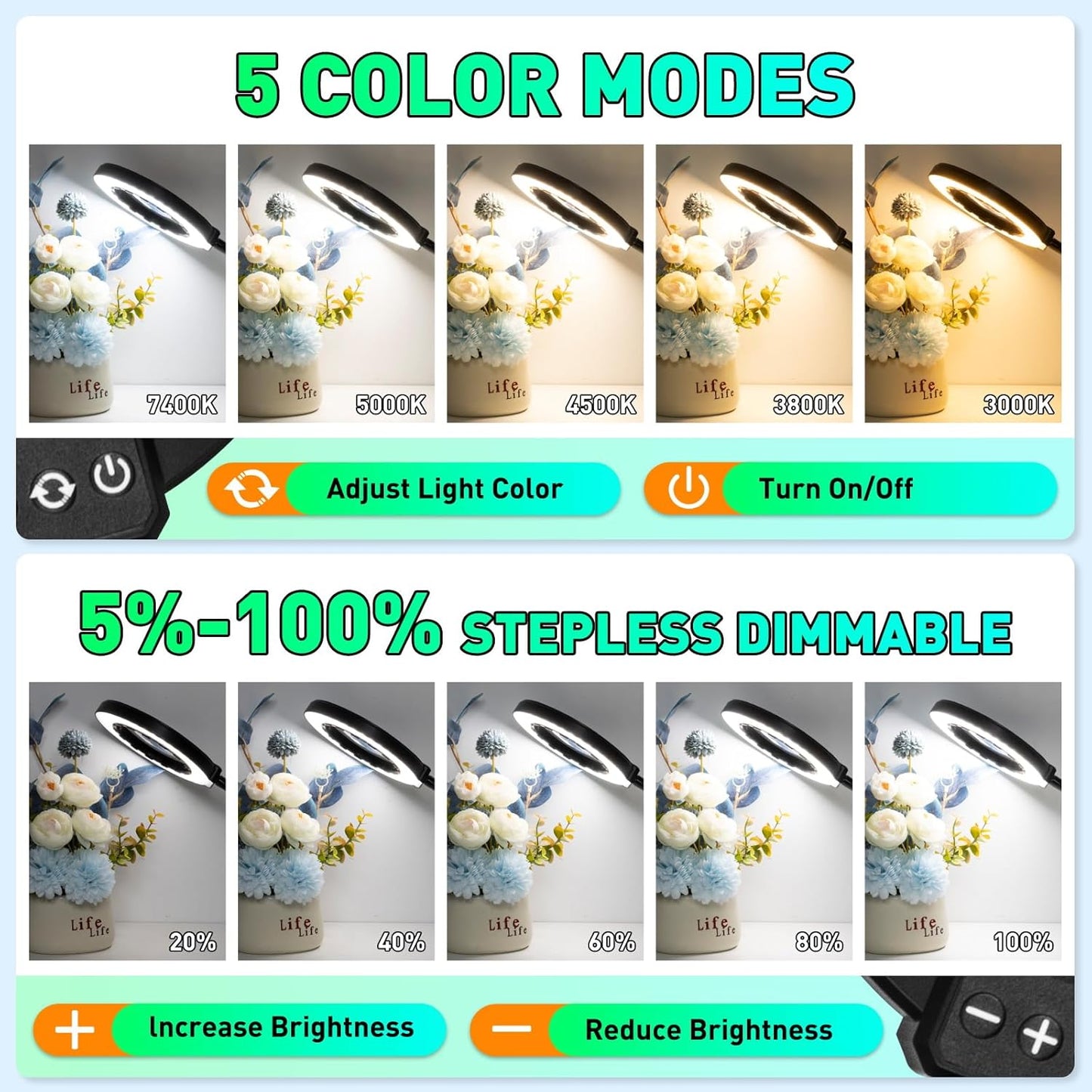 30X/12X LED Magnifying Glass with Light & Stand - Dimmable Soldering Helper for Crafts & Repairs