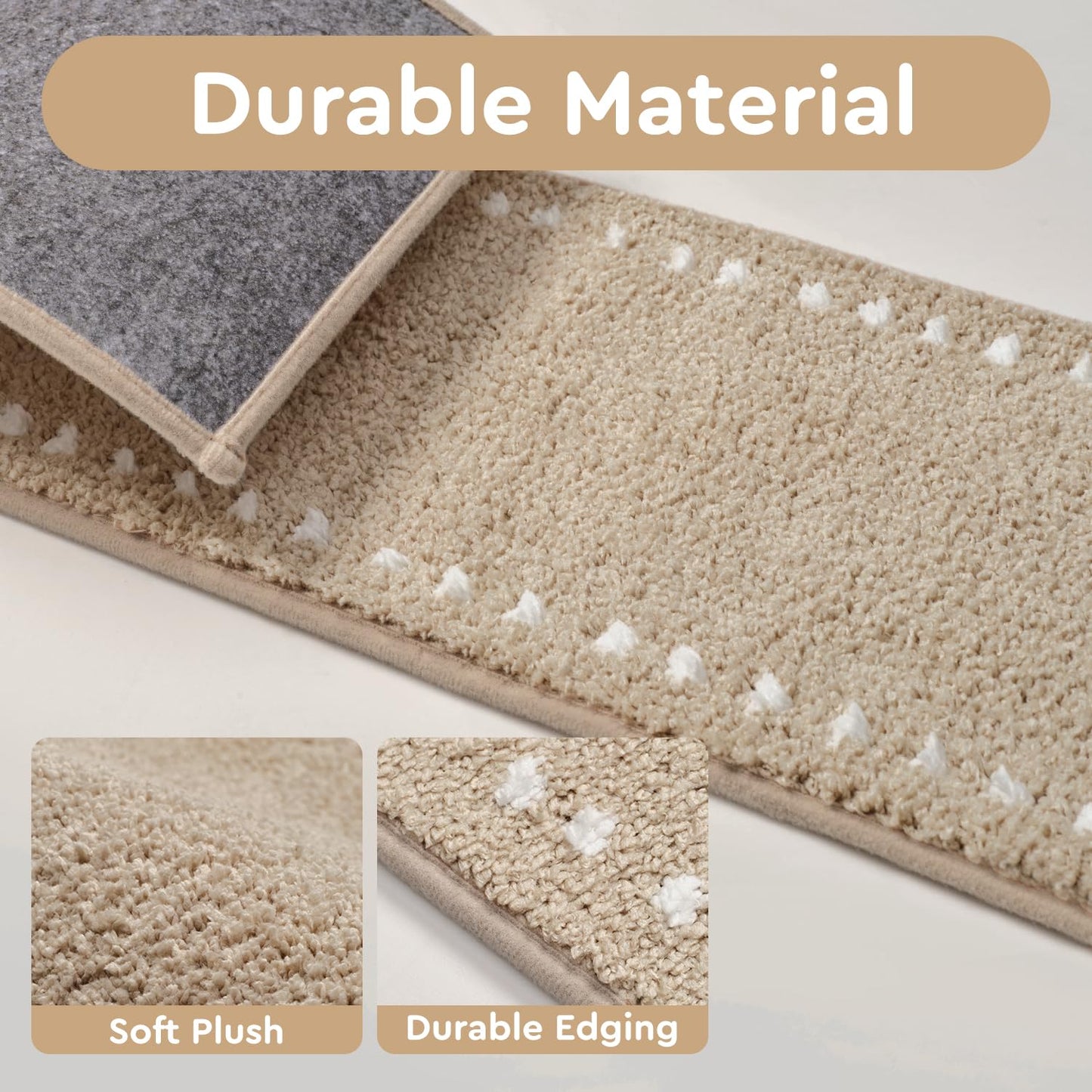 tchdio Stair-Treads Non Slip Indoor, Stair Treads for Wooden Steps 1PC, Soft Carpet Stair Treads, Peel and Stick Stair Treads Reusable Adhesive for Kids and Pets, Washable Stair Runner 8"x30" Beige