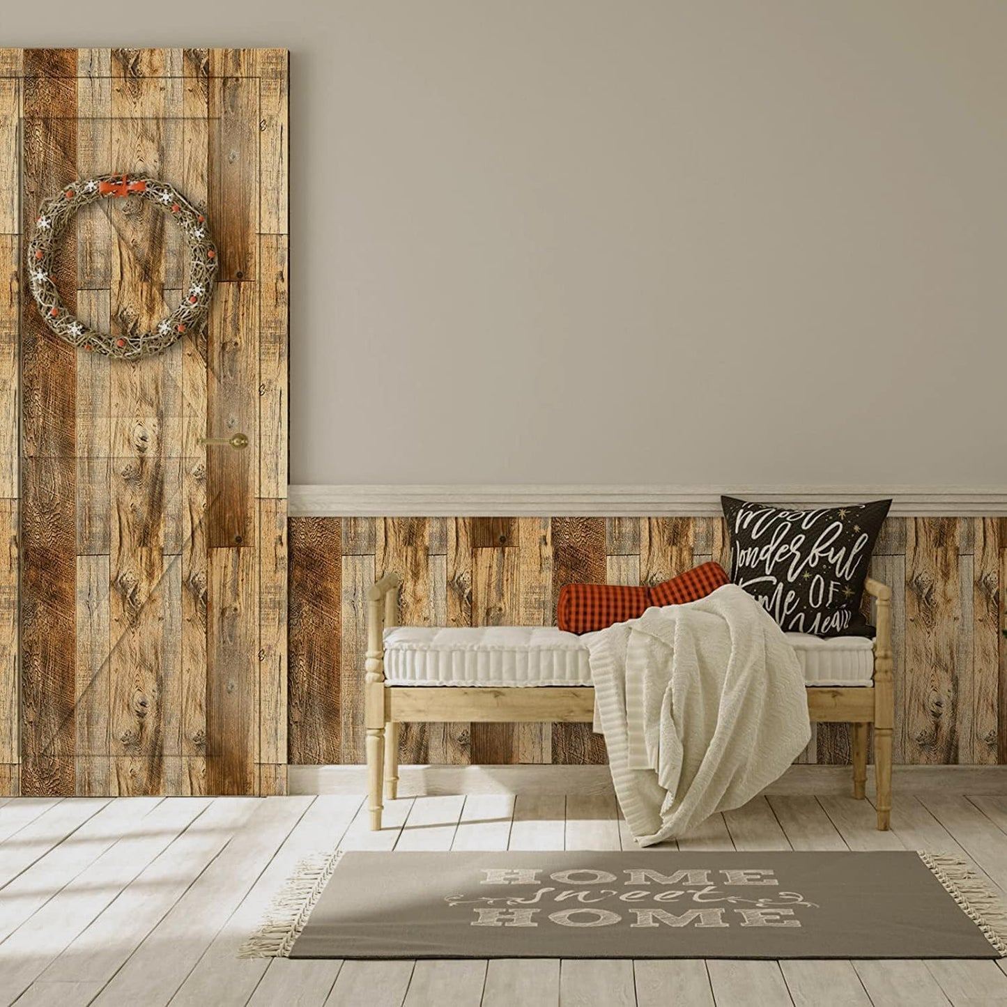 TANONE Wood Contact Paper with Installation Tools, Kitchen Peel and Stick Wallpaper, Self Adhesive Removable Wallpaper Countertops Waterproof 17.5" X 118.1"