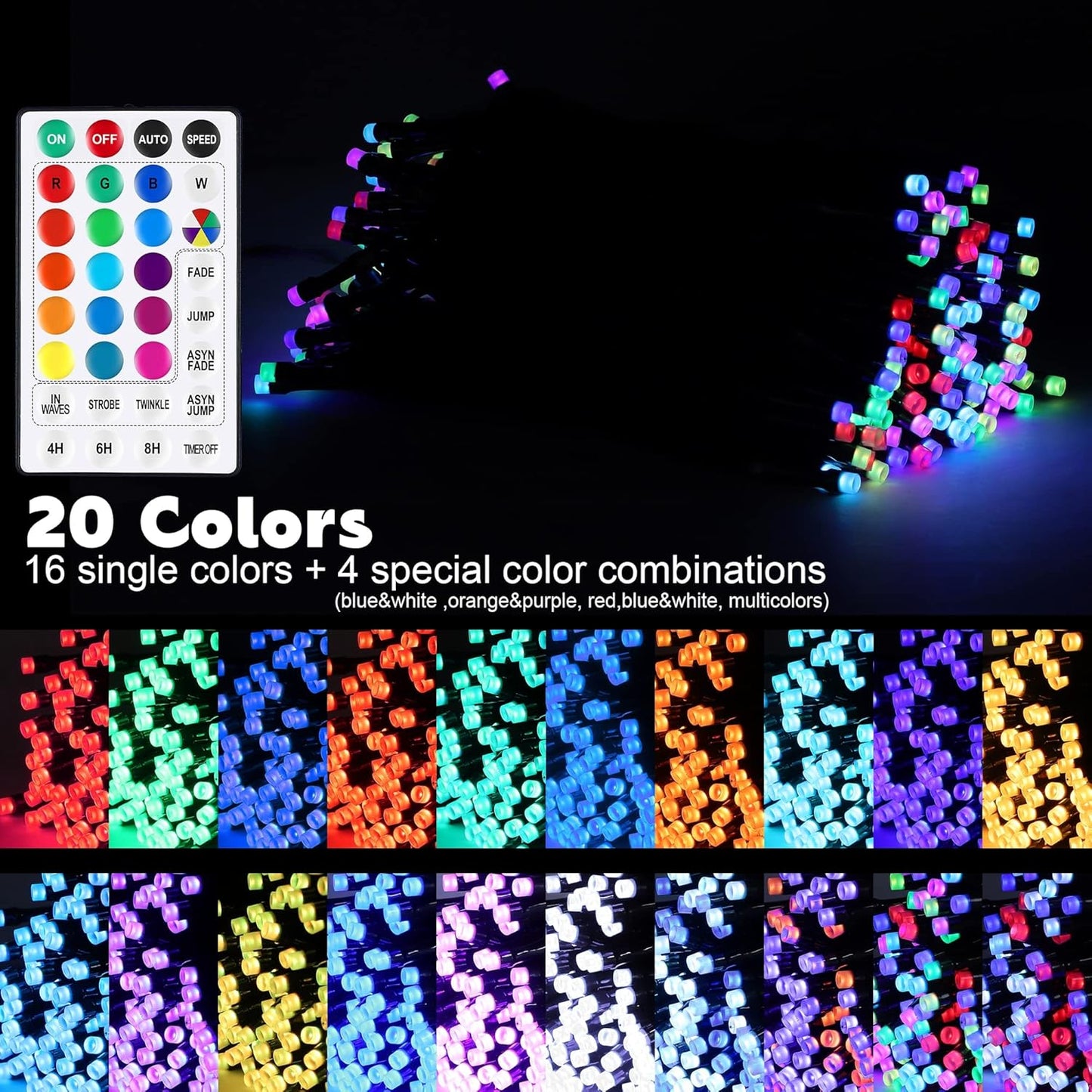 500 LED Christmas String Lights - 164 FT Waterproof RGB Fairy Lights with Remote & Timer for Indoor/Outdoor Holiday Decor