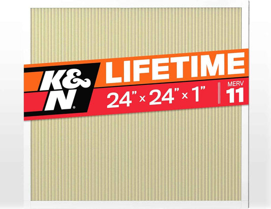 K&N Washable HVAC Air Filter 24x24x1 - MERV 11, Lifetime Lasting, Breathe Clean Air
