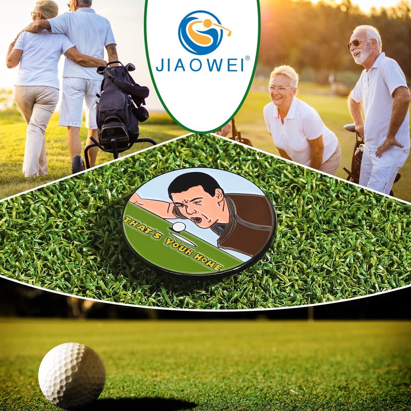 JIAOWEI Enamel Golf Ball Marker with Magnetic Hat Clip - Funny Golf Accessories - Great Gift for Golf Lovers - Go Your Home