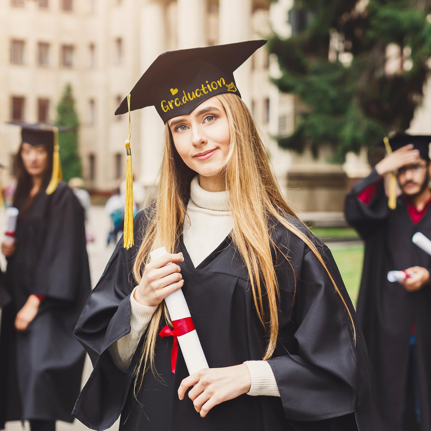 2460 Pcs 12 Sheets Letter Stickers Glitter Alphabet Number Stickers 1 Inch Self Adhesive Vinyl Sticker Letters for Water Bottles Cup Scrapbook Craft Label Notebook Mailbox Graduation Cap Decor (Gold)