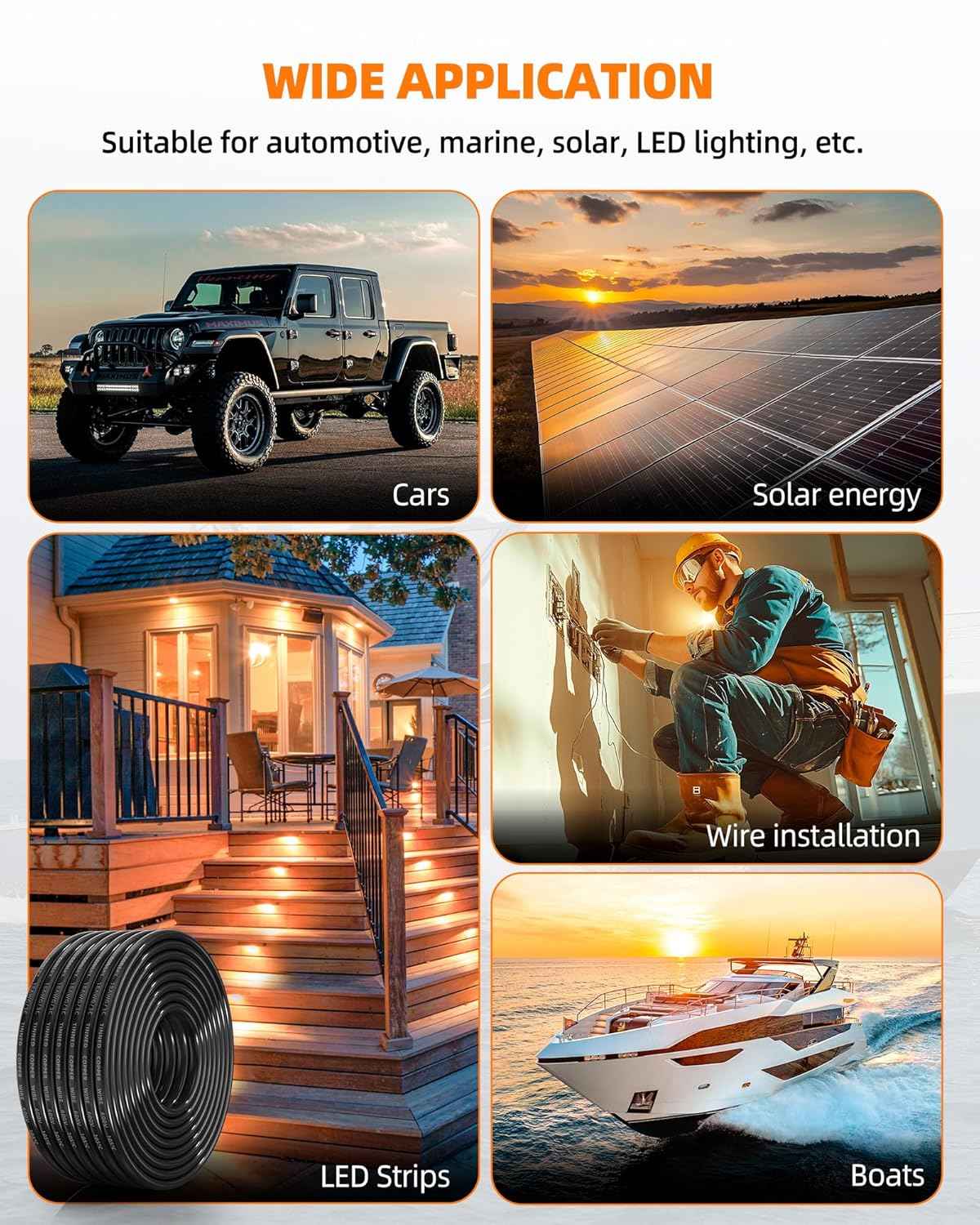 16 AWG Tinned Copper 3-Conductor Electrical Wire - Waterproof PVC Cable for Automotive, Marine & Solar (100FT)