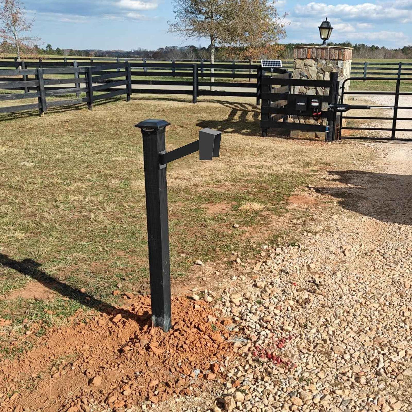 Keypad Mounting Post Bracket, Universal Gooseneck Keypad Pedestal for Keyboard on Automatic Gate Opener Systems or Garage Door, Black