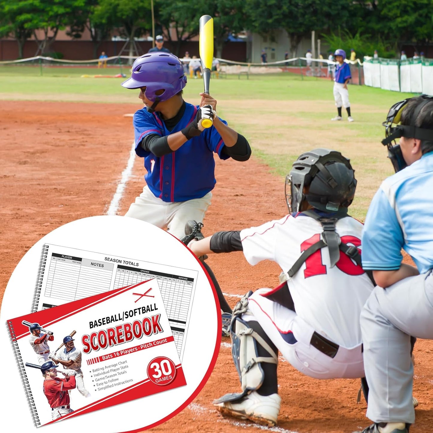 Regine Switzerland Baseball Scorebook - 2 Pcs Side by Side Design for 30 Games | 11.5x16 Size