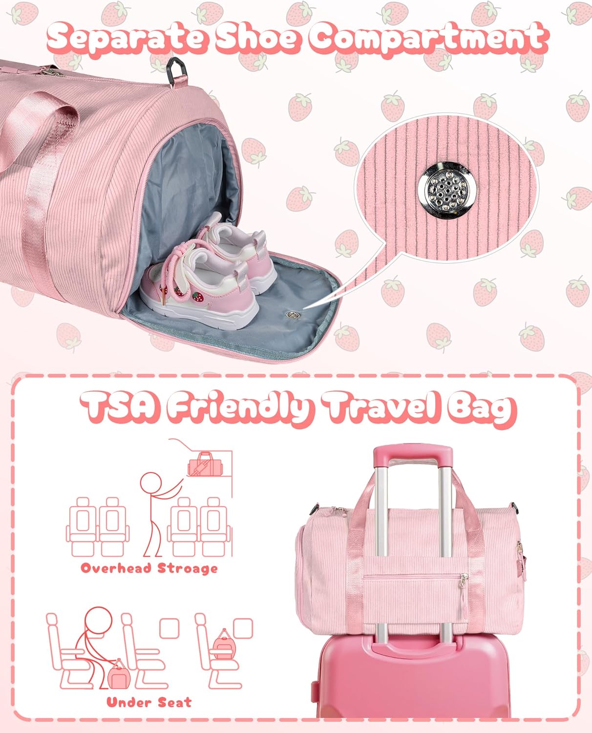 Skiennix Personalized Dance Gym Bag for Girls - Customized Duffle with Shoe Compartment & Toiletry Bag | Ideal Birthday Gift for Ages 3-8 (Letter Y)