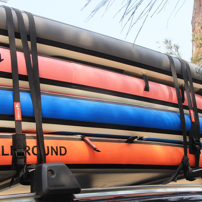 Abahub 2 PCS Roof Rack Cargo Tie Down Straps 16 ft x 1.5 inch for SUP Paddle Boards, Surfboards, Kayaks, Canoes, Heavy Duty Cam Buckle Tie Downs with Neoprene Sleeve
