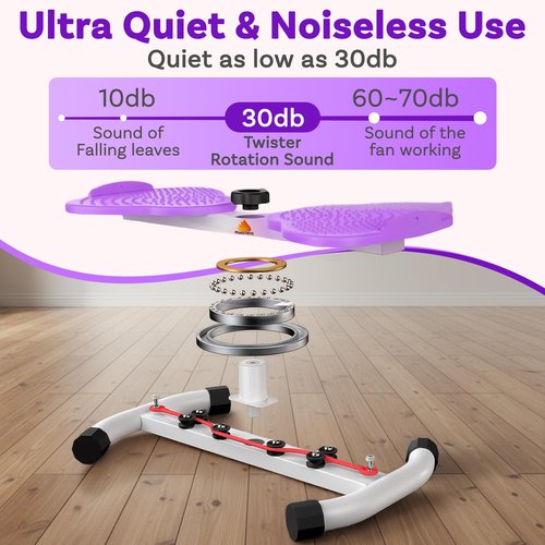 Waist Twister Machine Exercise with 5 Resistance Bands, Ab Twister Board for Weight Loss, Waist Twister with 300lbs Capacity, Noiseless and Anti-Slip - Home Gym Equipment for Women(Purple)