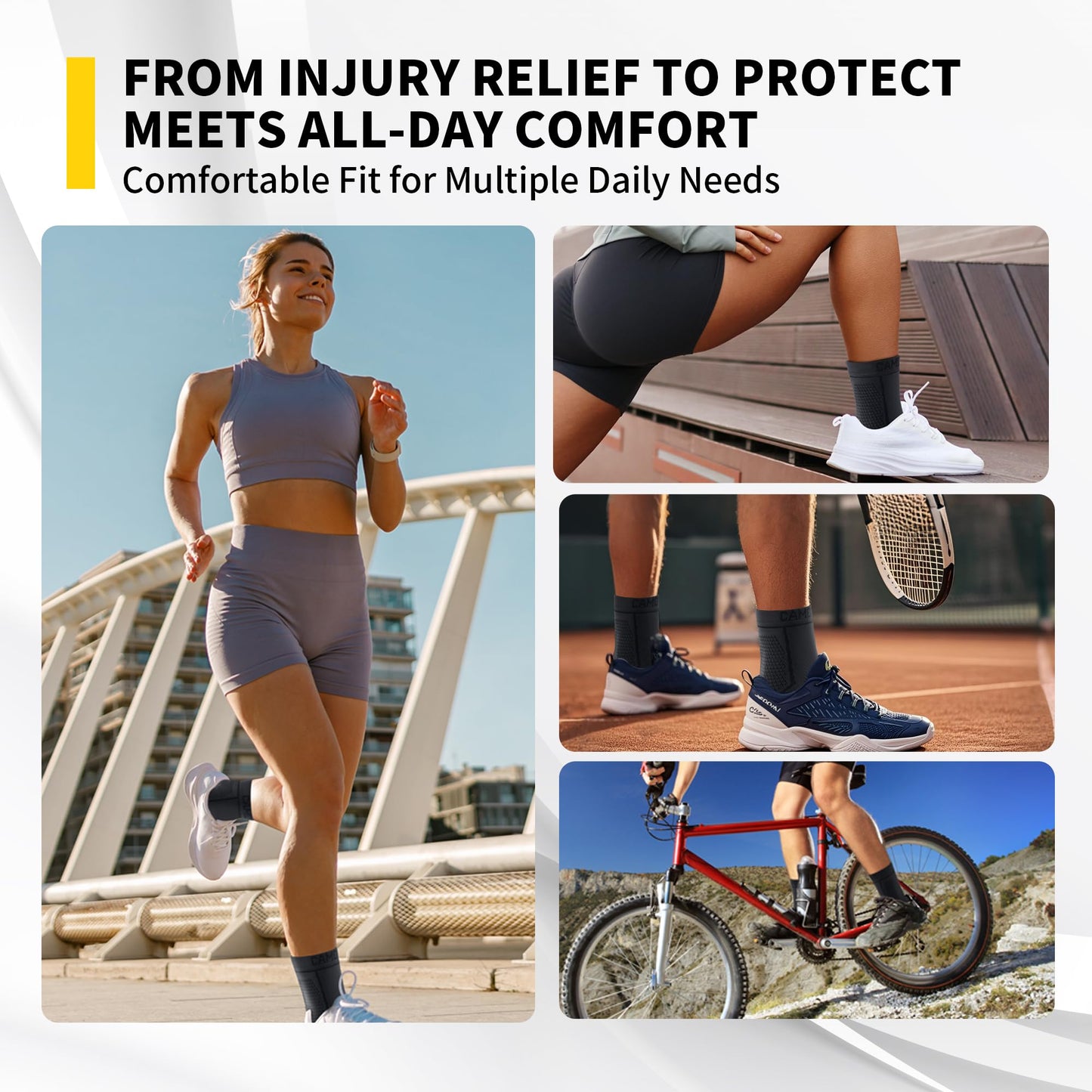 CAMBIVO 1 Pair Ankle Braces for Men and Women, Ankle Compression Socks for Foot Pain, Daily Wear, Fitness, Working, Achilles Tendonitis Relief Ankle Sleeve