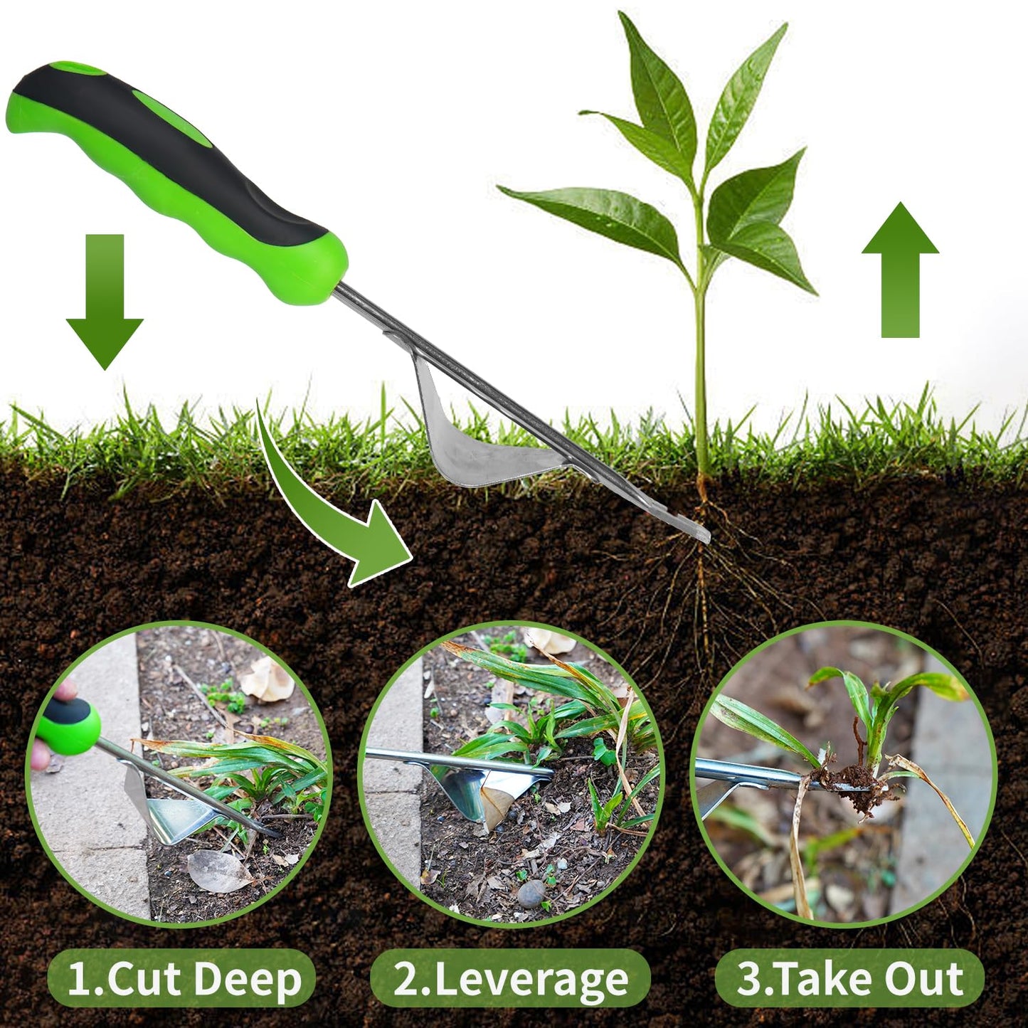 Juxifyron Weed Puller Tool, Manual Hand Weeder Tool, Crack Weeder Crevice Weeding Tool Stainless Steel, Paving Brick Moss Dandelion Removal, 2 Pack Weed Remover Tool for Garden Patio