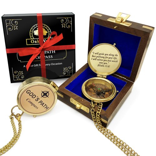 God's Path Compass – Communion & Confirmation Gift for Teenage Boys | Baptism Religious Gifts for Men, Christian, Catholic, Graduation | Sentimental & Inspirational Present – Greeting Card Included