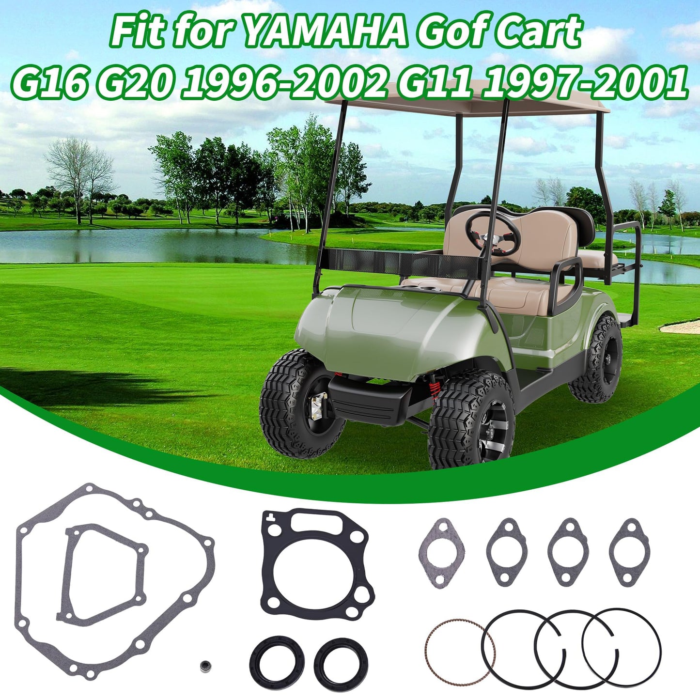 10L0L Engine Gaskets Seals Rings Rebuild Kit for Yamaha Golf Cart G16 G20 1996-2002 G11 1997-2001, Replaces OEM JN6-15451-02-00 JN6-11181-00-00