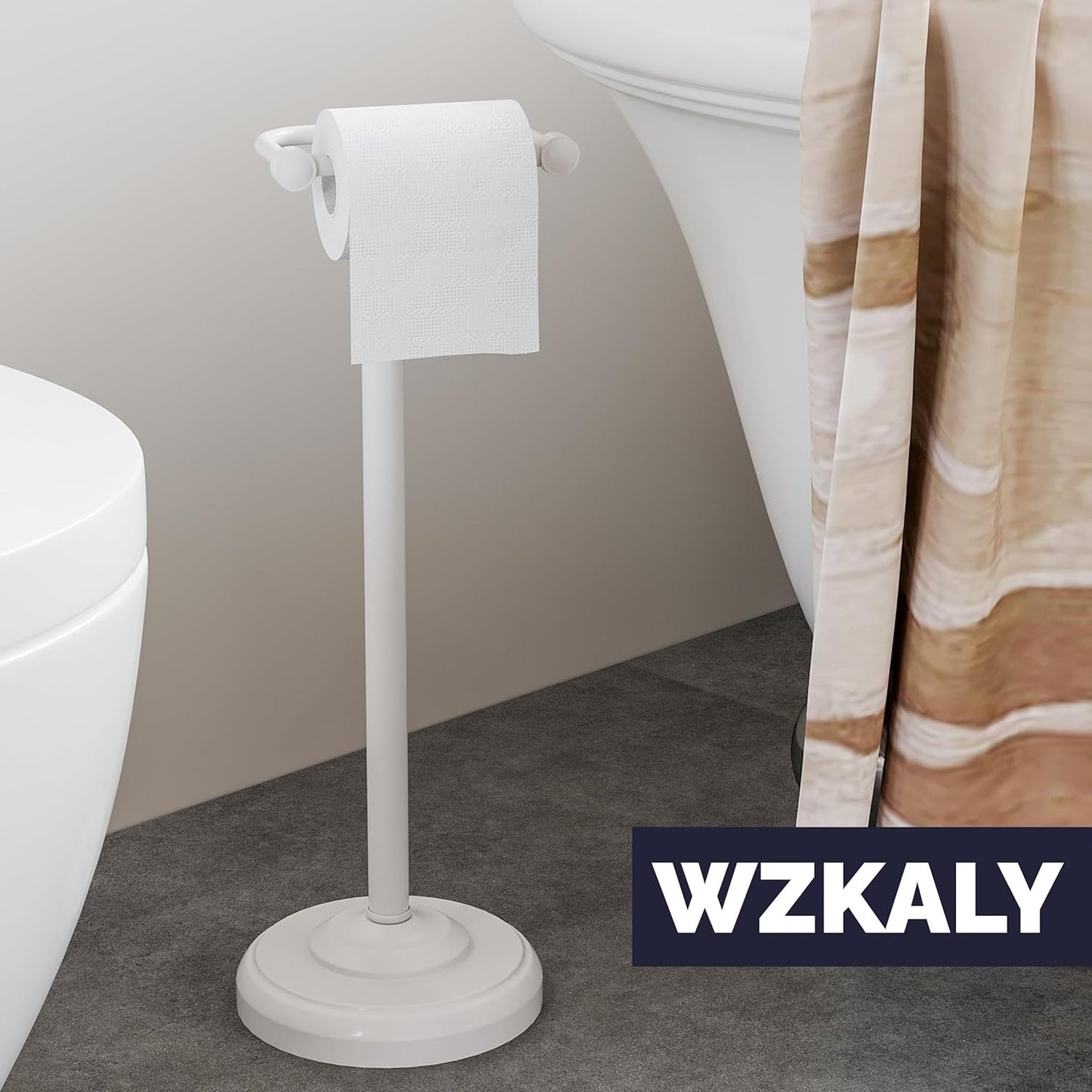 Brushed Nickel Free Standing Toilet Paper Holder with Pivoting Design & Weighted Base
