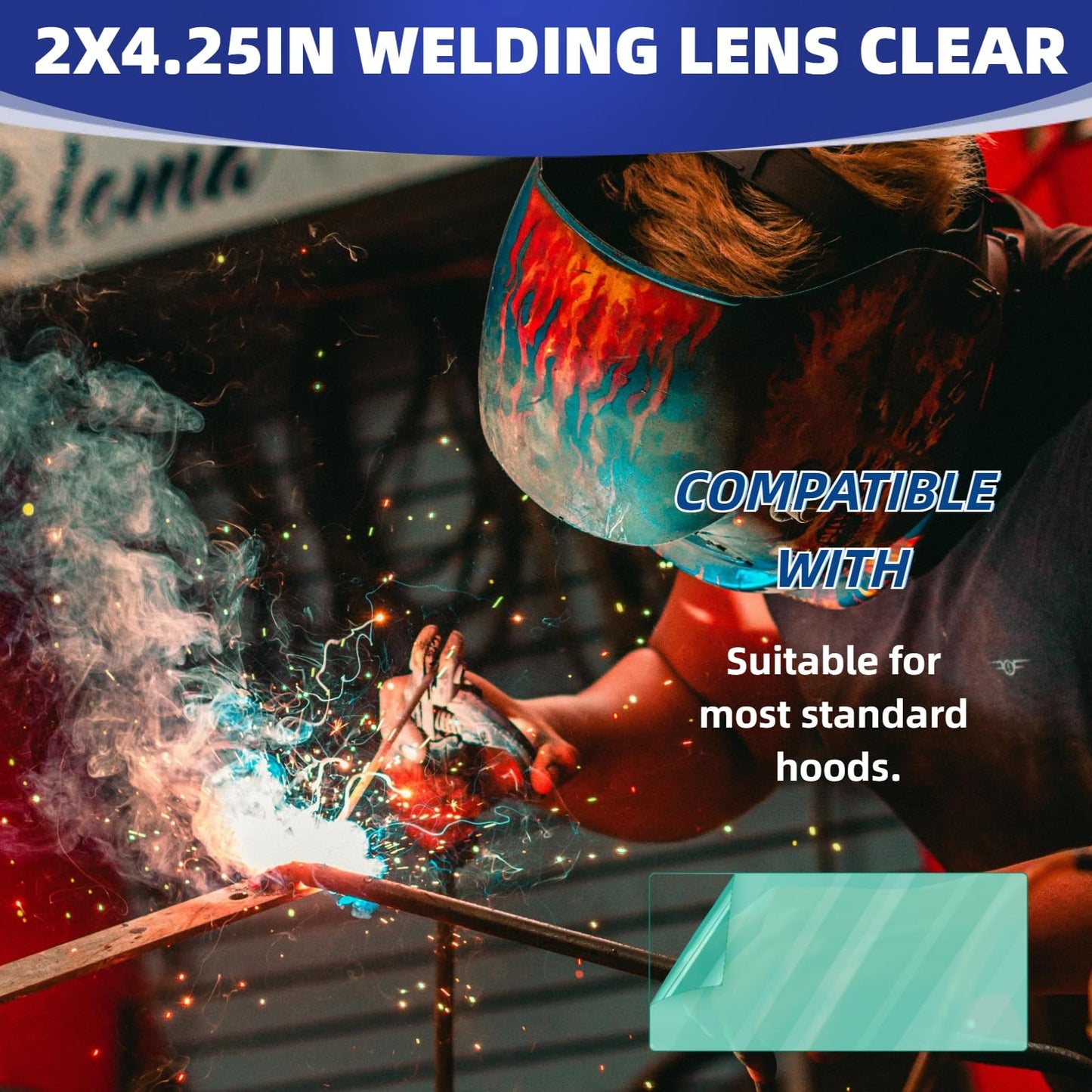 20Pcs of 2" x 4.25" Universal Welding Helmet Hood Replacement Clear Lens Cover 2x4 1/4 optical grade Premium Quality Clear Plastic Cover Lenses