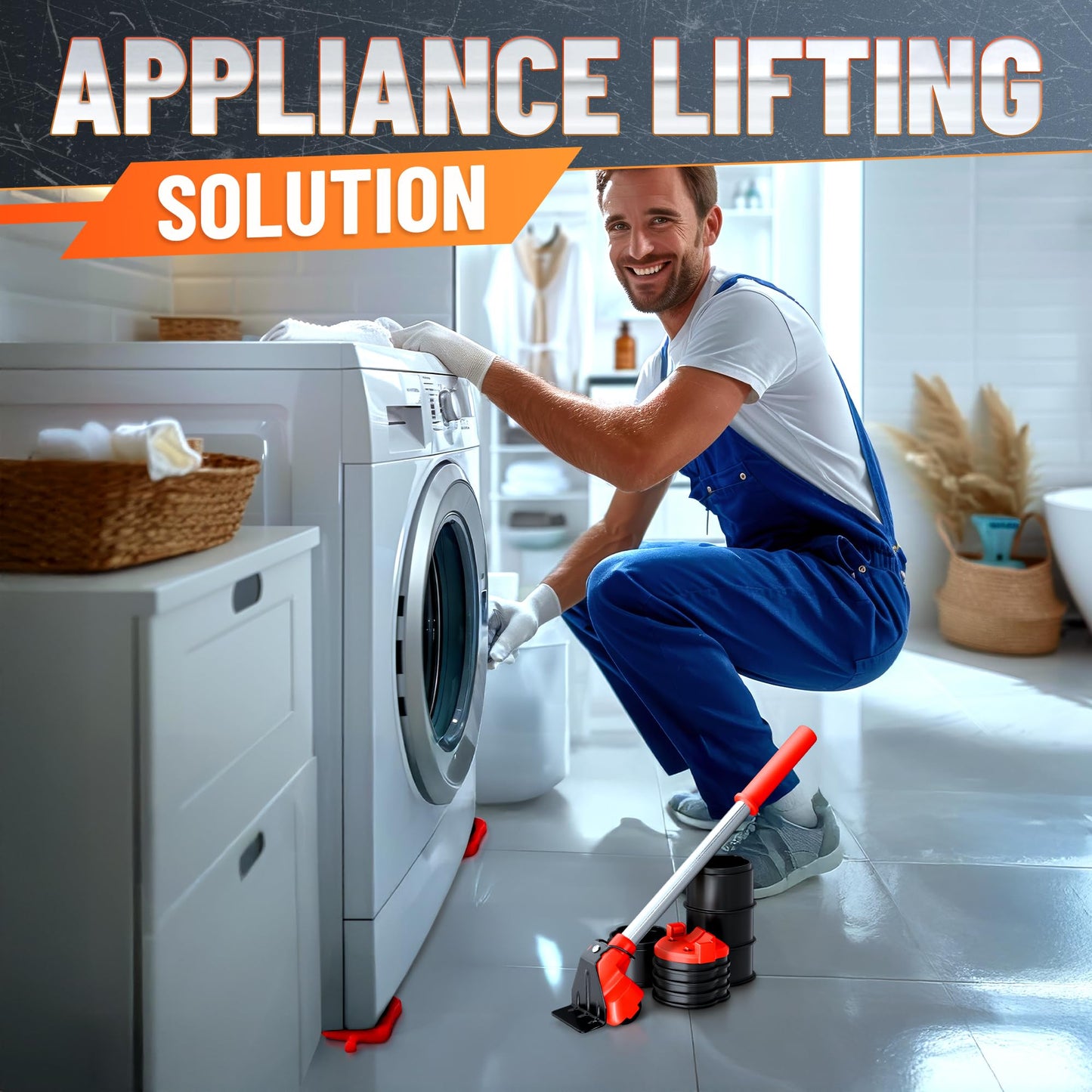 Furniture Lifter Tool with 4 Appliance Rollers 660 Lbs - Furniture Lifters for Heavy Furniture Movers with Wheels Furniture Lift Mover Tool Set - Heavy Furniture Sliders Moving Furniture Gliders Red