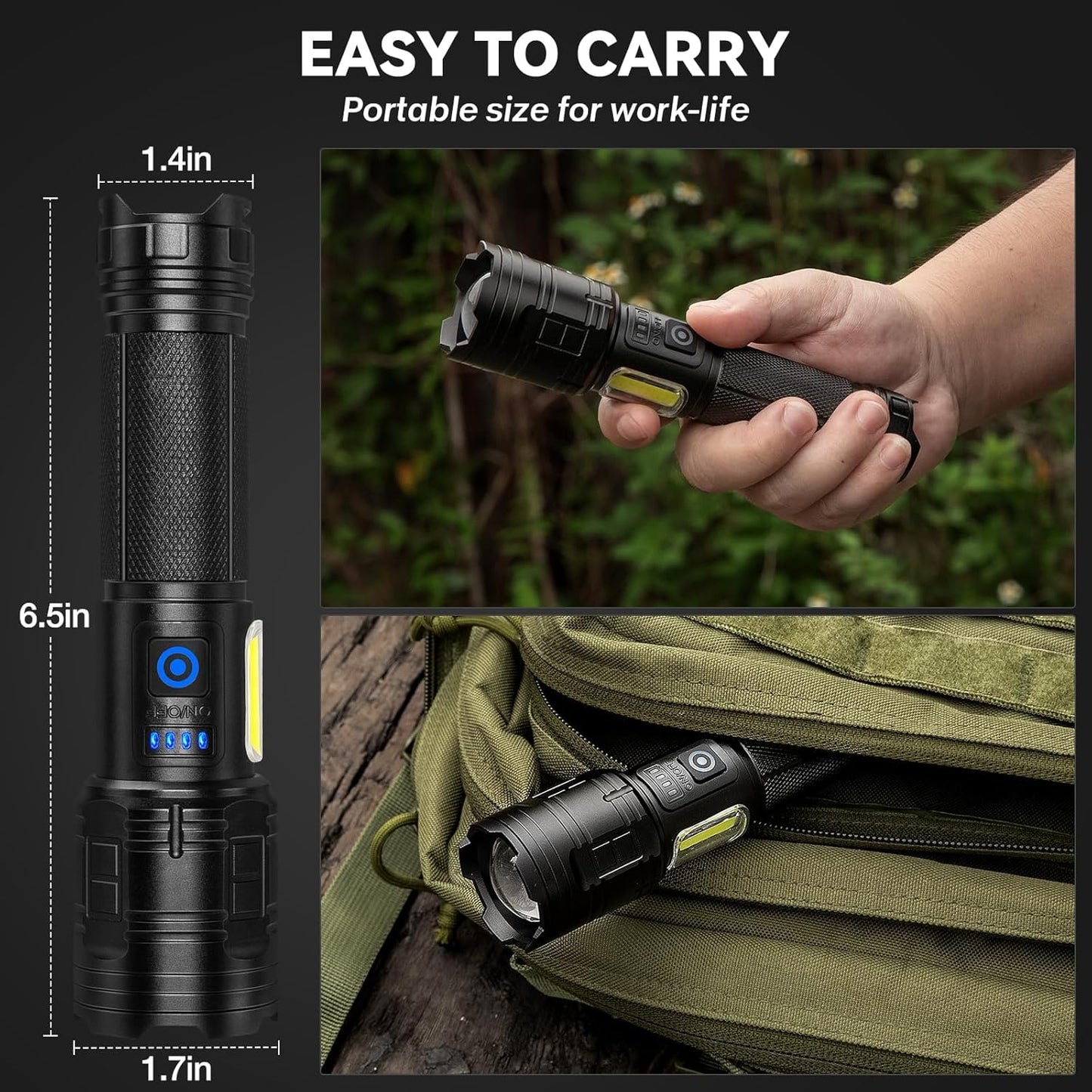 99,000 Lumen Rechargeable Flashlight 2-Pack - Powerful LED Handheld Light with 7 Modes for Home & Camping