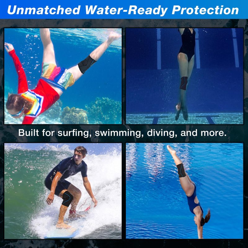 Nvorliy AquaFlex Pro Knee Brace, Compression Knee Sleeve for Swimming, Aquatic, Sailing, Scuba Diving, Surfing, Paddle Boarding, Kayaking & Injury Recovery – Supports Women & Men (L)