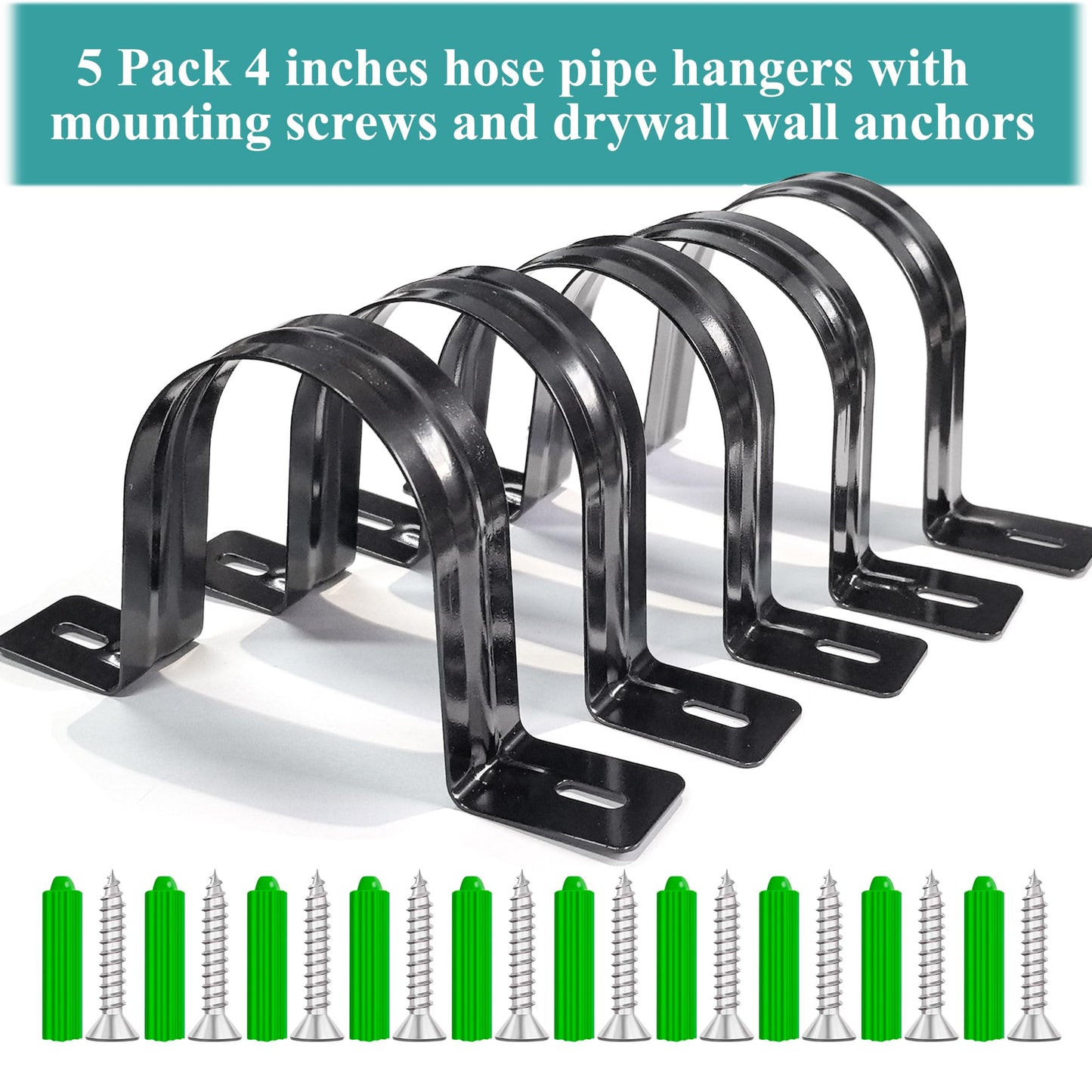 Pertresion Dust Collection Hose and Pipe Holder Adjustable Hangers Bracket, Don’t Broken Like Plastic After Long Time, Durable Spray Iron, 5 PCS (Black, 4 Inch)