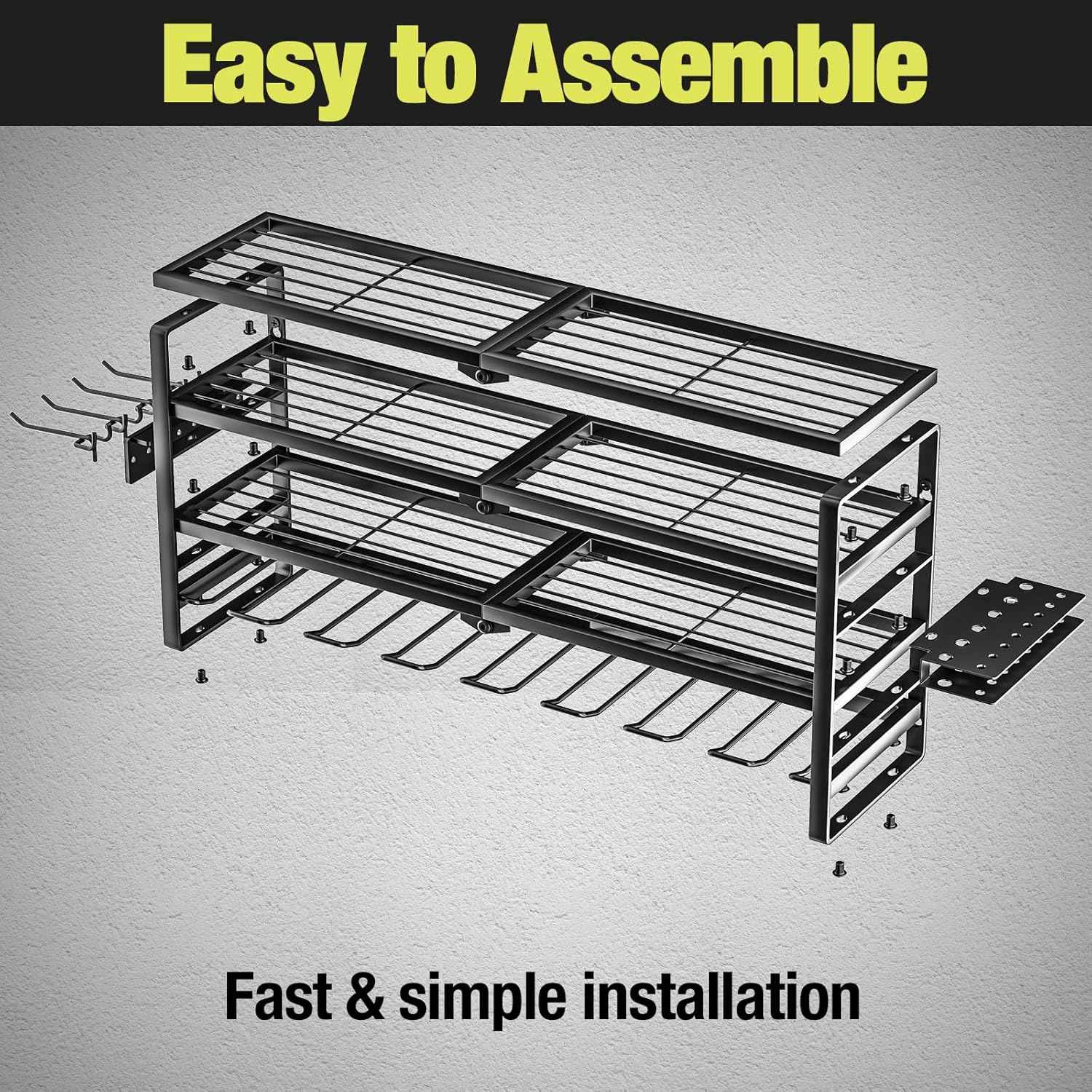 32-Inch Wall-Mounted Power Tool Organizer with Charging Station & 8 Slots for Garage