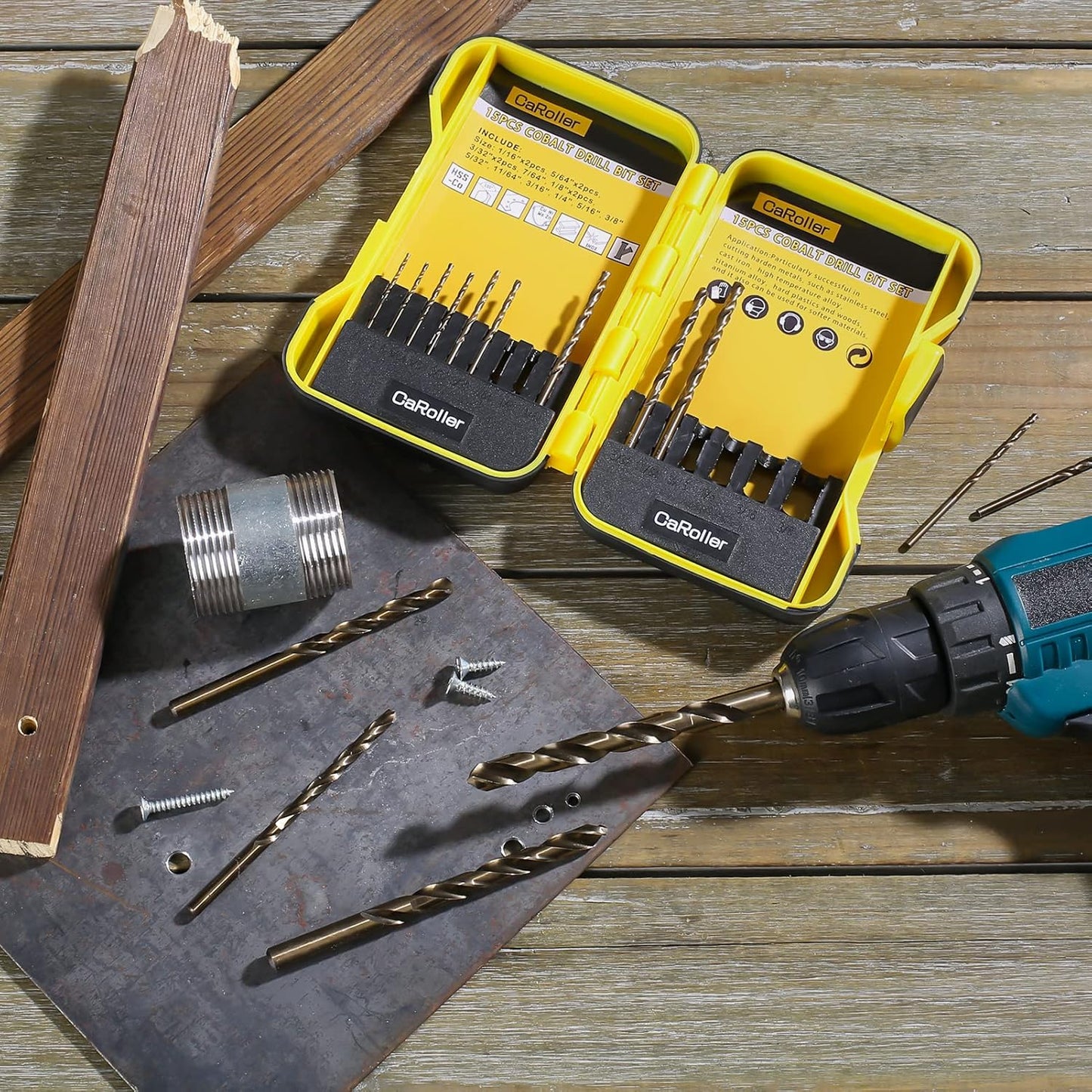 29-Piece High Speed Steel Drill Bit Set with Metal Indexed Case - 135° Tip for Wood, Plastic & Stainless Steel