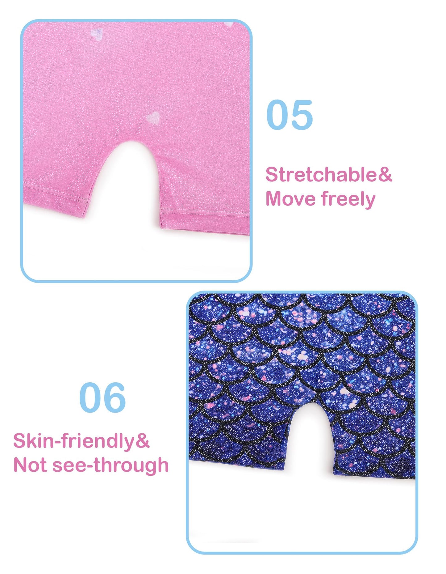 Tstiti Gymnastics Leotards for Girls 2 Pack Sparkly Kids Biketards Dance Unitards Matching Hair Scrunchies Heart Mermaids 7-8 Years