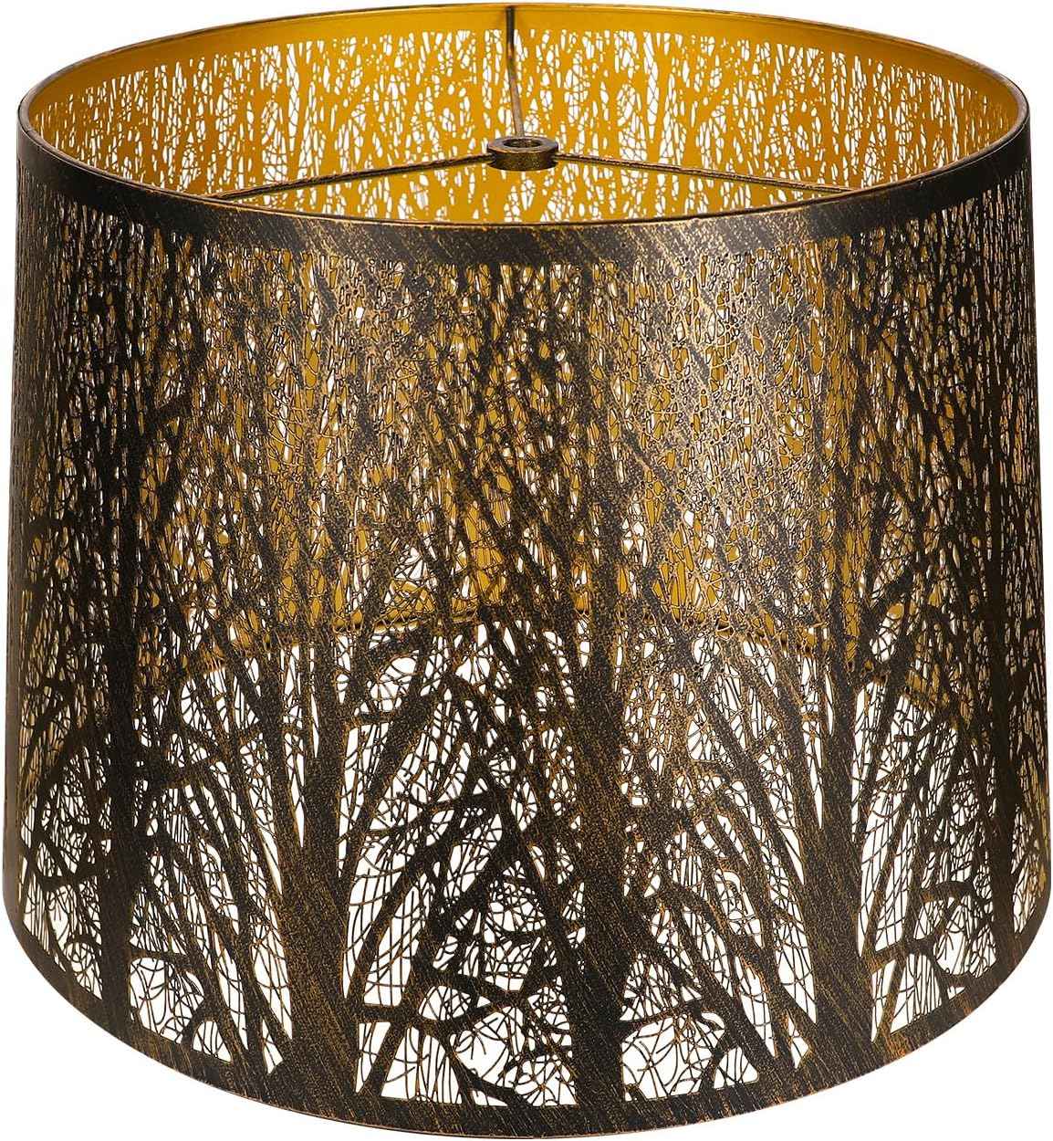 Large Forest Etched Metal Lampshade - 12'' Top x 14'' Bottom x 10'' Height for Table & Floor Lamps