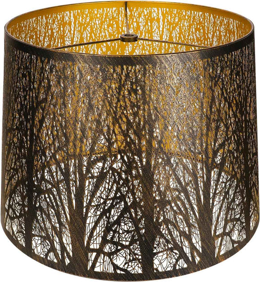 Large Forest Etched Metal Lampshade - 12'' Top x 14'' Bottom x 10'' Height for Table & Floor Lamps