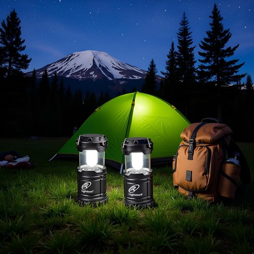 Lightahead Portable Outdoor LED Camping Lantern Set - Collapsible, Black | Ideal for Emergencies & Backpacking