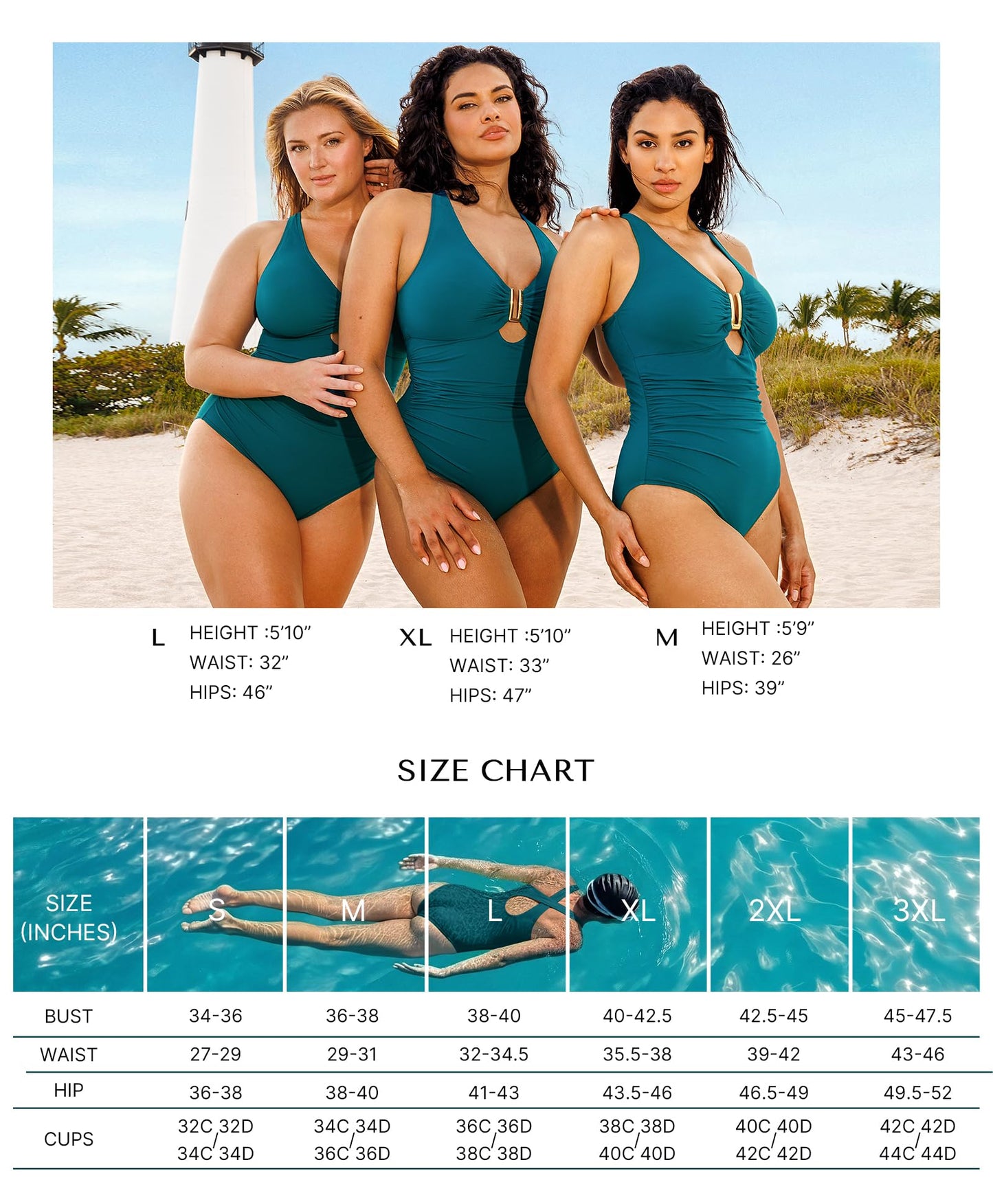 SHAPELLX Tummy Control Swimsuits Women Bathing Suit Green Swimwear One Piece Swimsuit Slimming Swimwear Green M