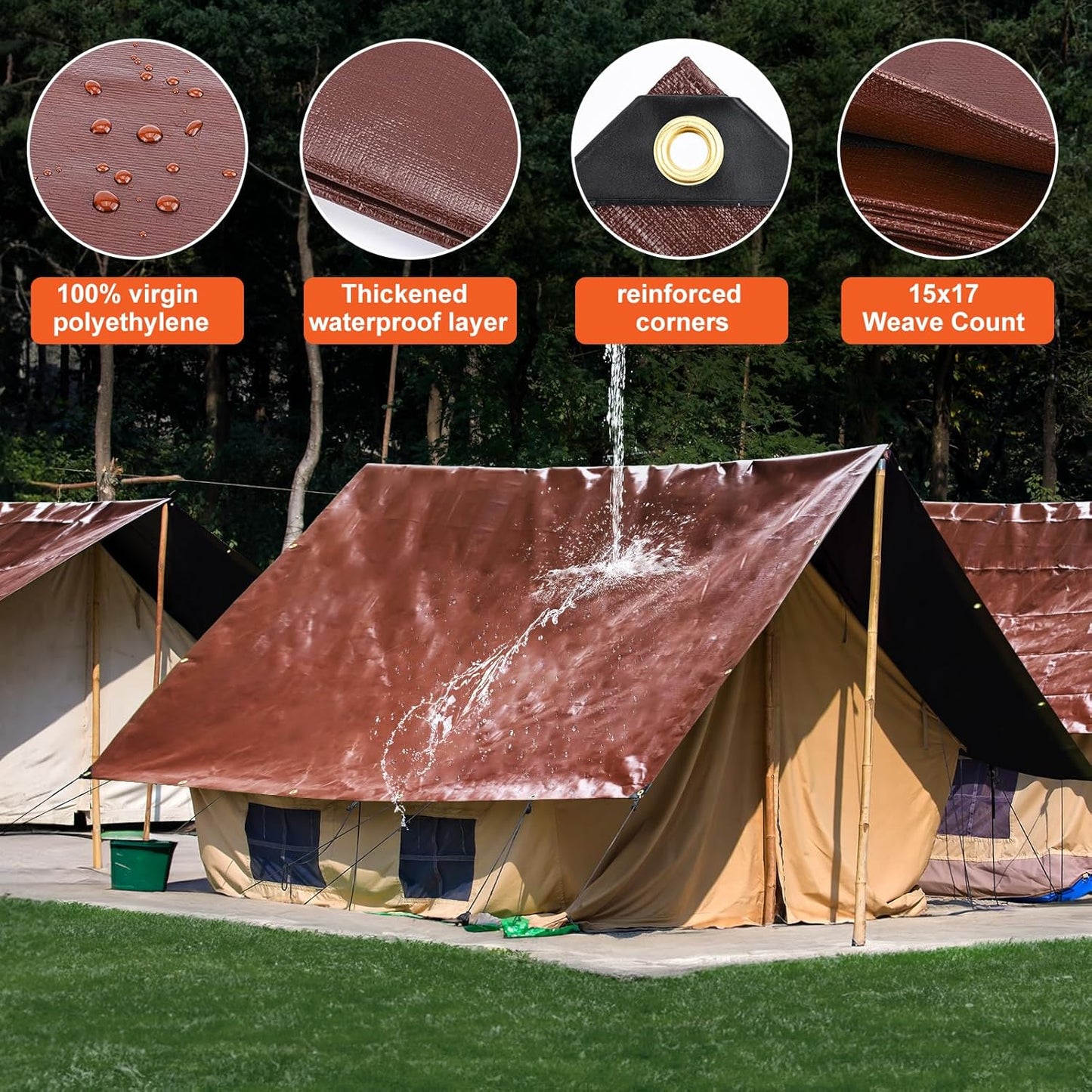 Heavy Duty Waterproof Tarp 10x12FT - UV Resistant, Tear & Fade Resistant with Brass Grommets