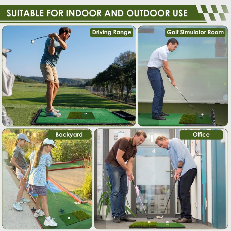 HOZADY Foldable Golf Hitting Mat, Heavy-Duty 10mm EVA Foam Base, Practice Turf for Indoor & Outdoor Use, Anti-Slip & Anti-Deformation Design for Realistic Swing, Chipping, Driving Practice