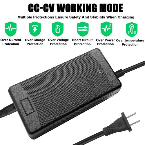 54.6V 2A Fast Charger with 5-in-1 Plugs Universal for 48V 13S Lithium Batteries | Replacement for Jetson, Razor, Voyage, Ninebot, Gotrax, Segway, Hiboy & More