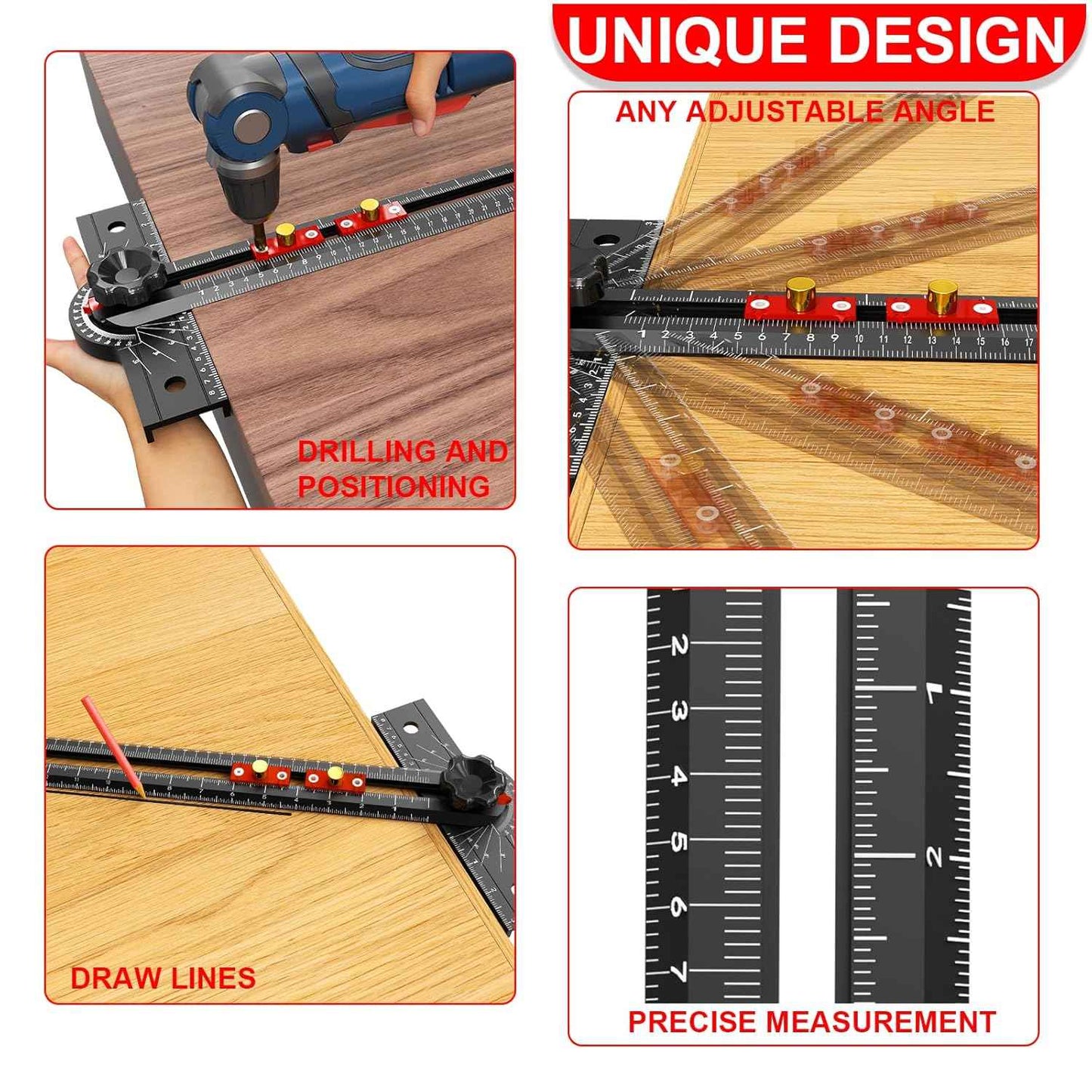 29-Inch Adjustable Woodworking T Square Ruler - Precision Angle Measurement Tool for Carpentry & Drafting