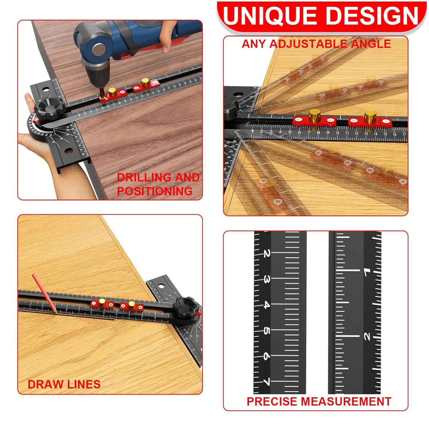 29-Inch Adjustable Woodworking T Square Ruler - Precision Angle Measurement Tool for Carpentry & Drafting