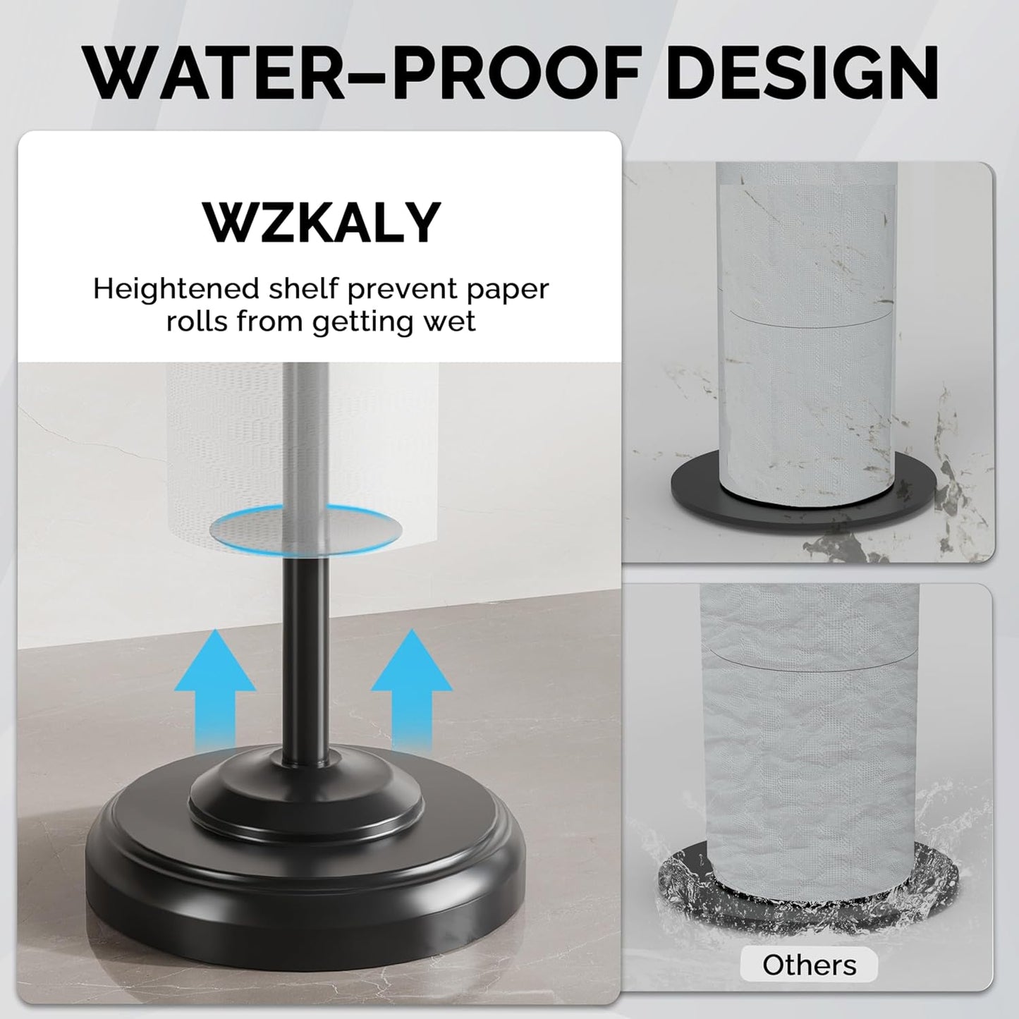 Brushed Nickel Free Standing Toilet Paper Holder with Pivoting Design & Weighted Base